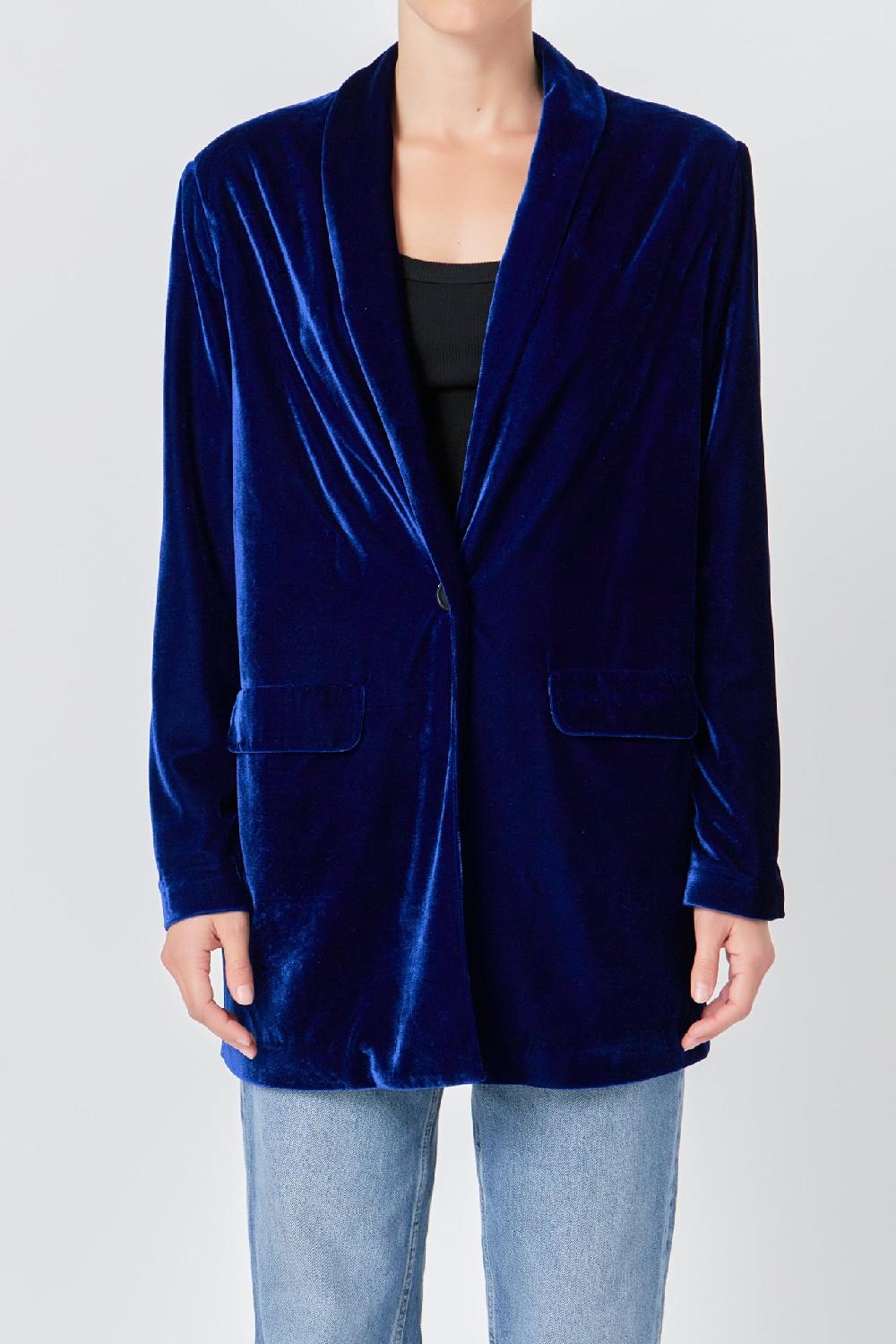 Endless Rose Velvet Loose Fit Blazer FUCHSIA