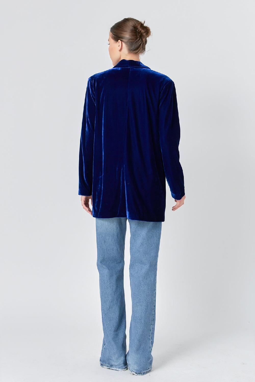 Endless Rose Velvet Loose Fit Blazer FUCHSIA