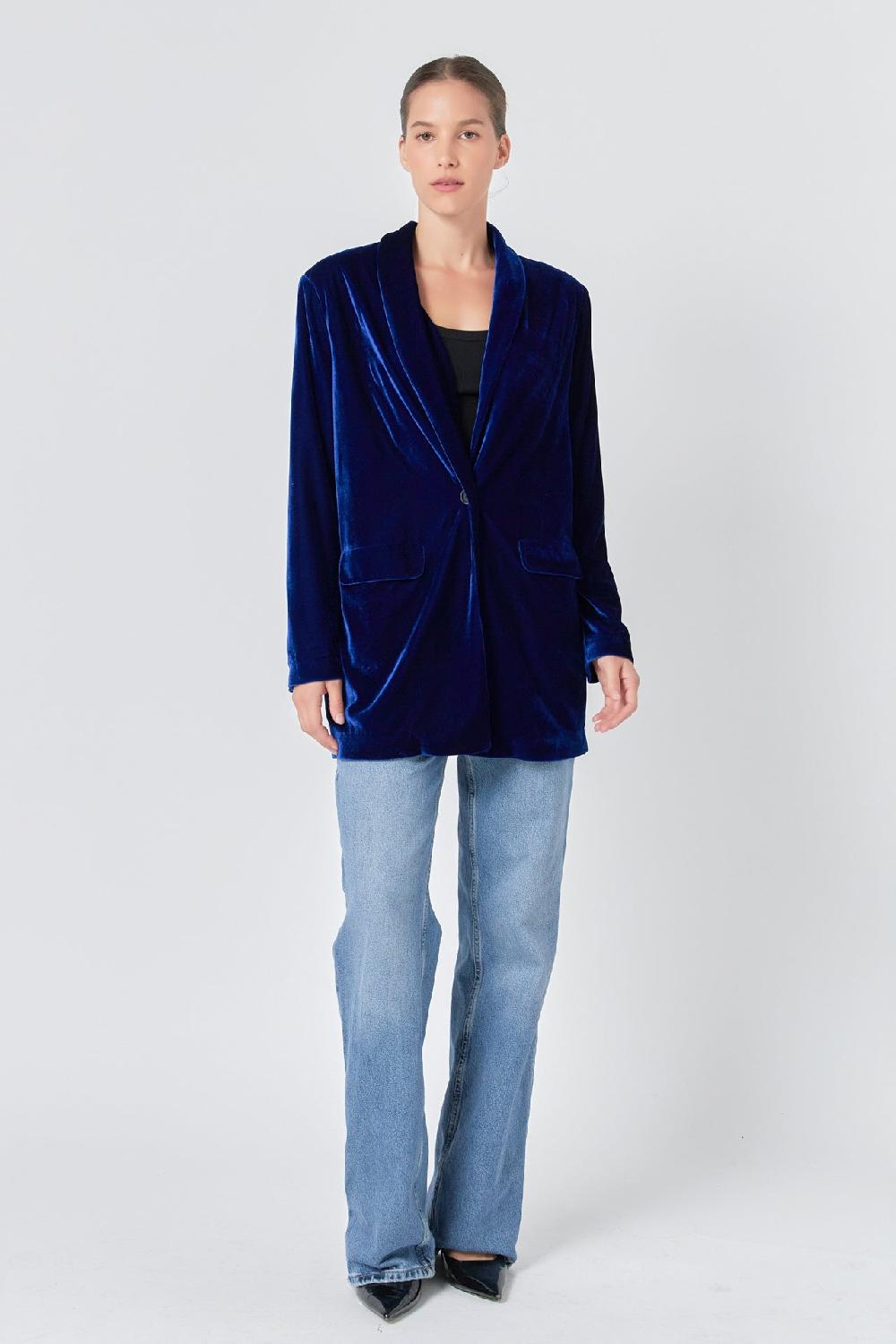 endless rose Velvet Loose Fit Blazer FUCHSIA