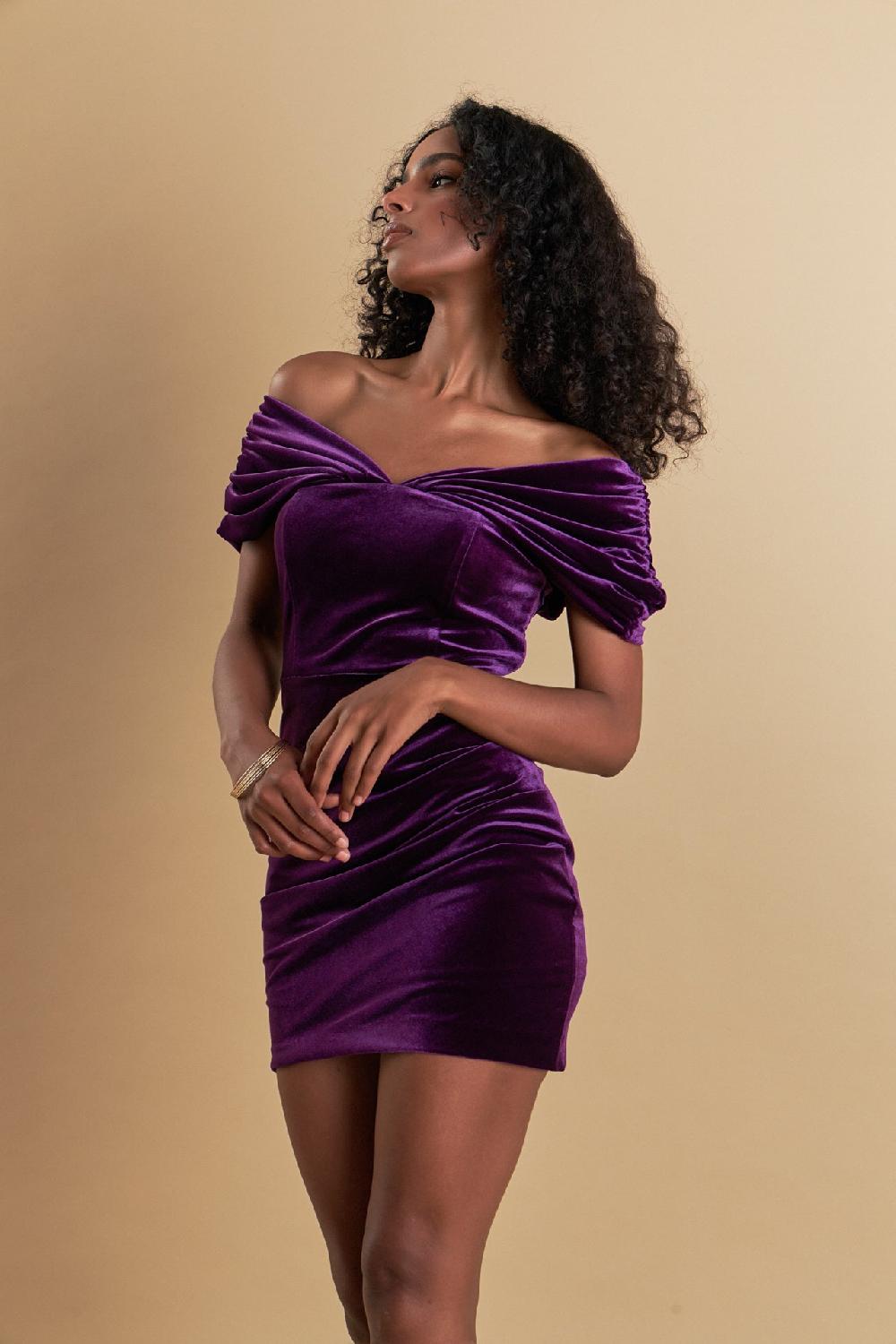 endless rose Velvet Mini Dress PURPLE