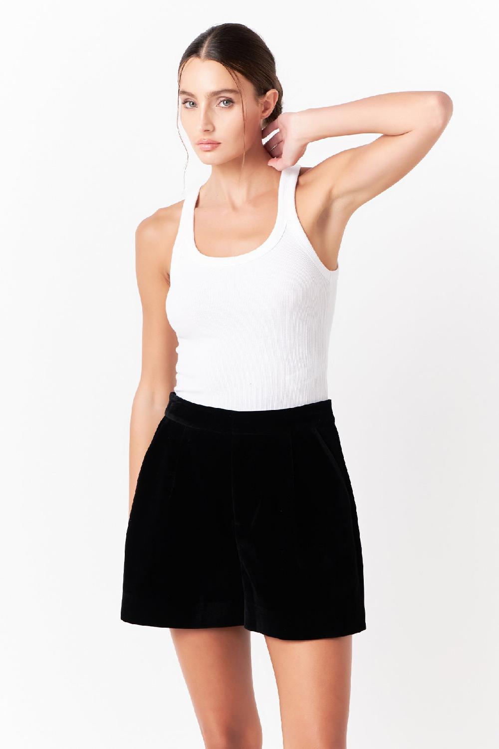 endless rose Velvet Short BLACK