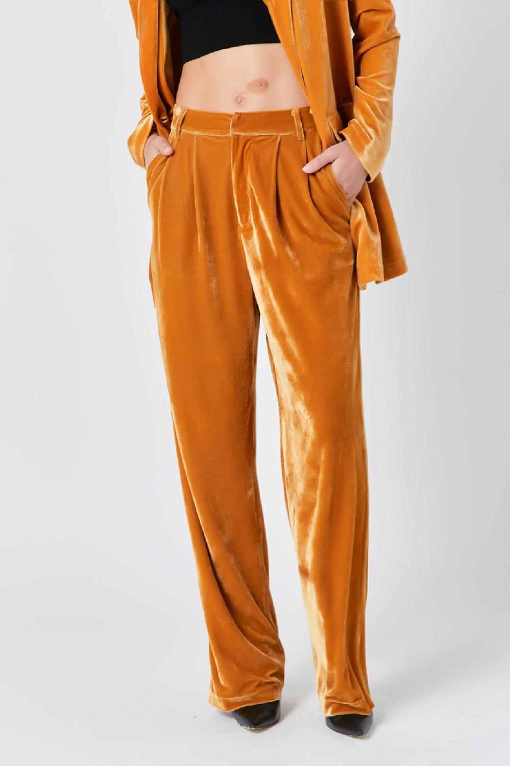 Endless Rose Velvet Wide Leg Pants YELLOW