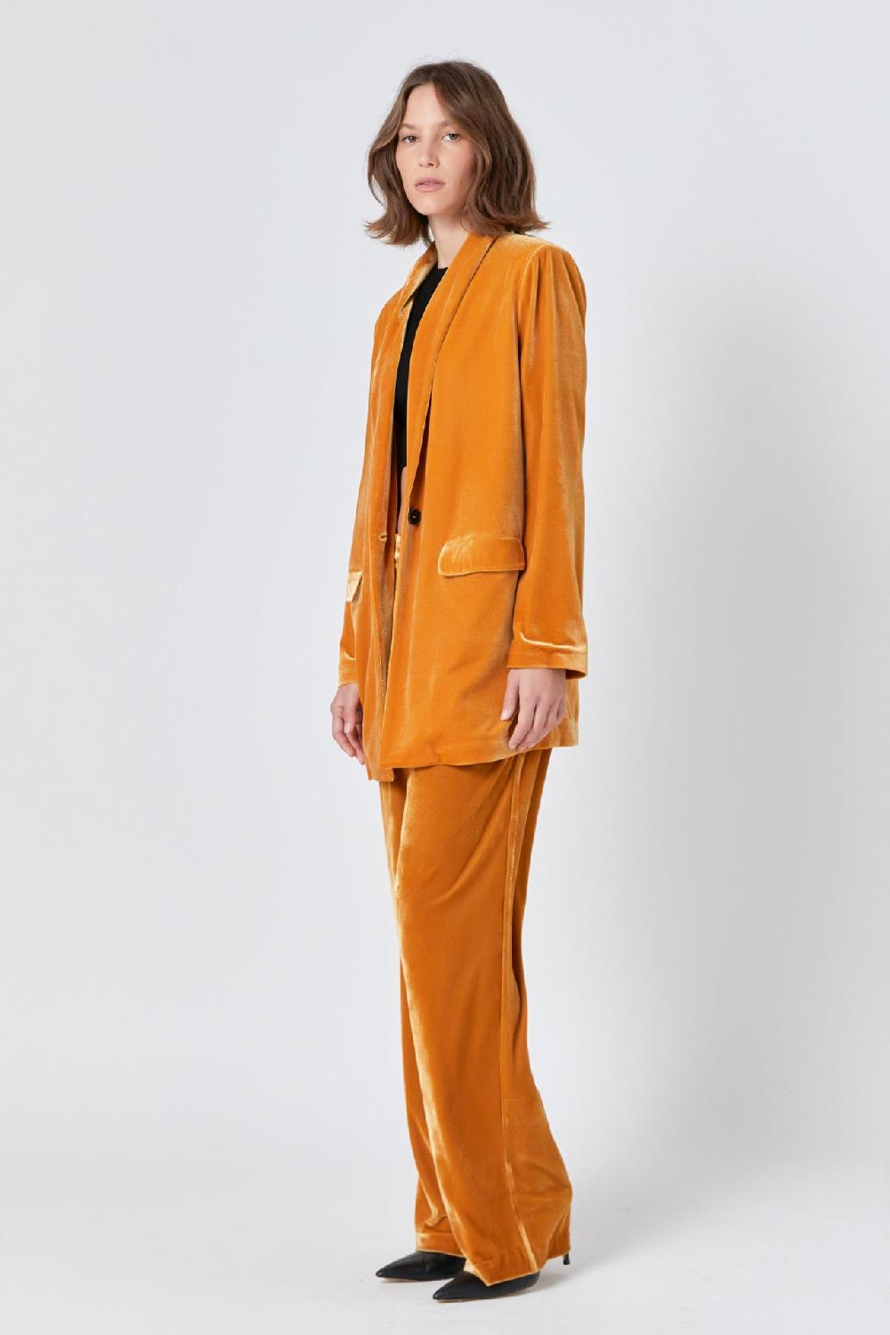 Endless Rose Velvet Wide Leg Pants YELLOW