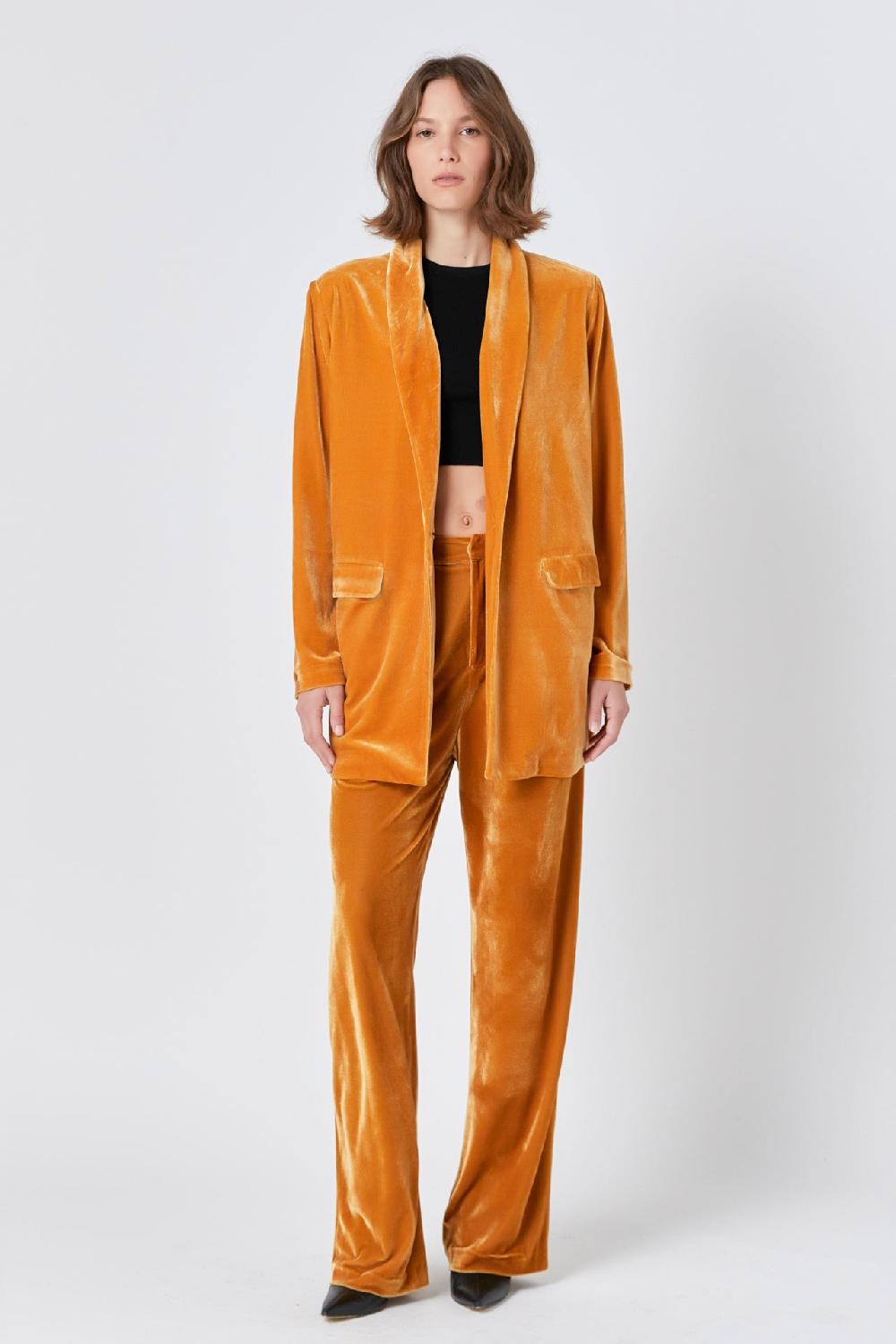 endless rose Velvet Wide Leg Pants YELLOW