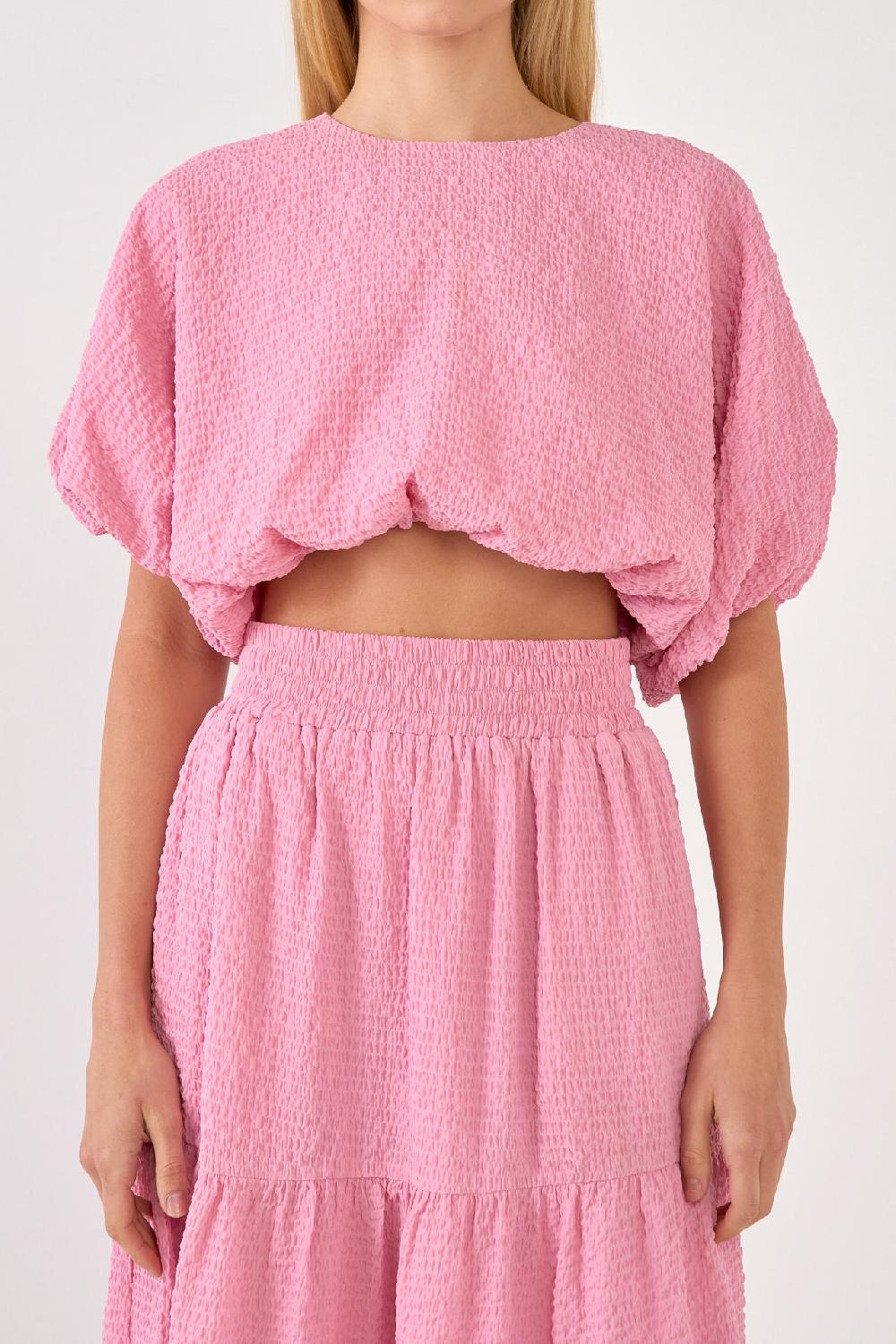 Endless Rose Voluminous Textured Cropped Top PINK