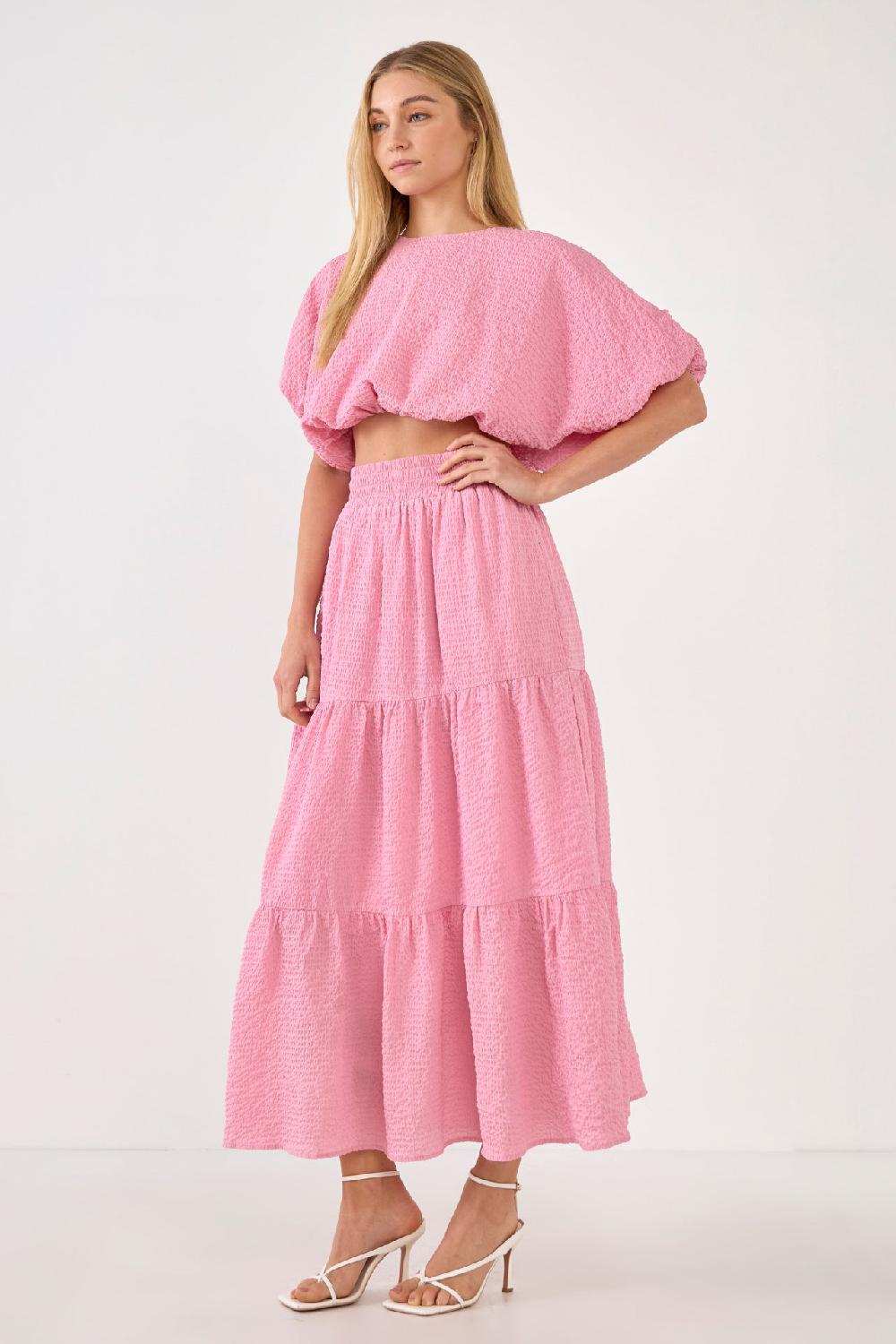 Endless Rose Voluminous Textured Cropped Top PINK