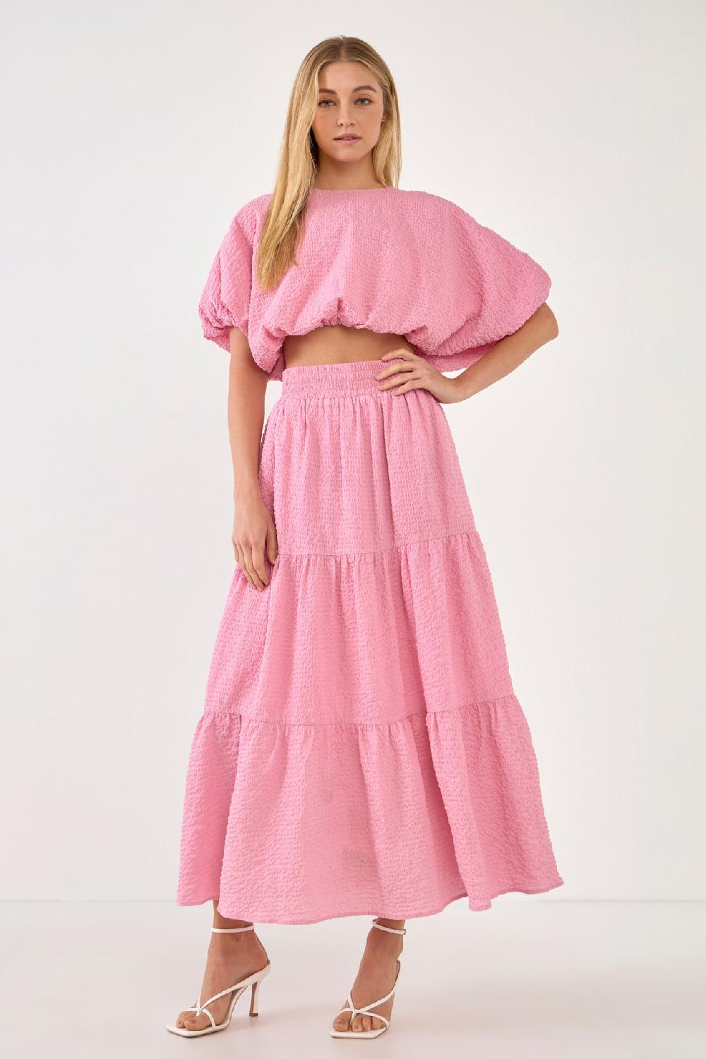 Endless Rose Voluminous Textured Cropped Top PINK