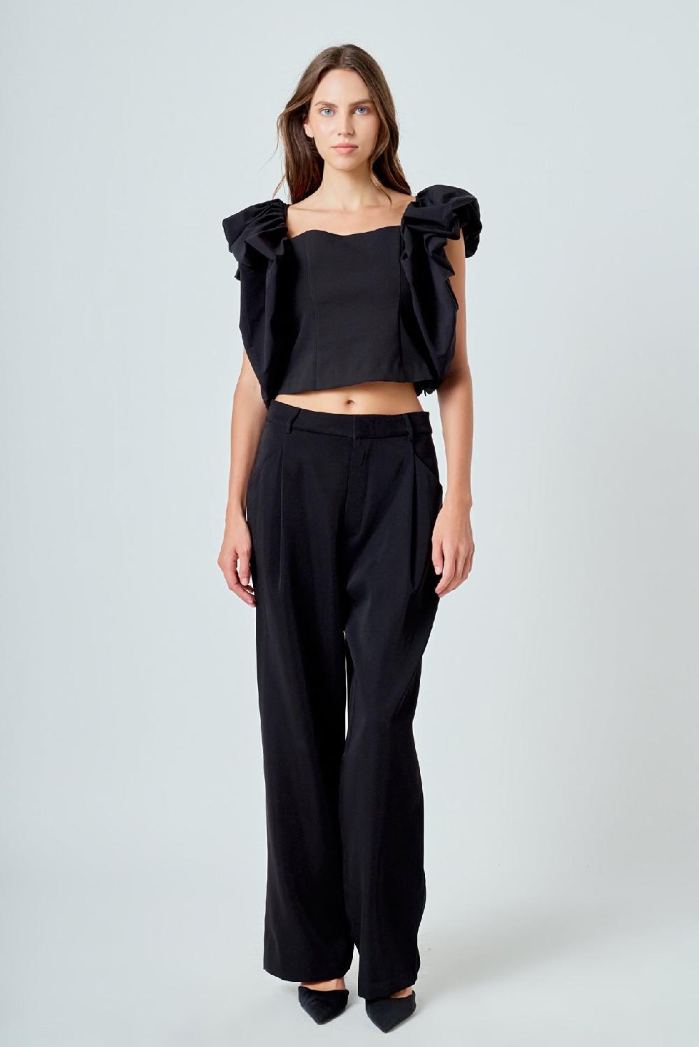 endless rose Voluminous Tube Top BLACK