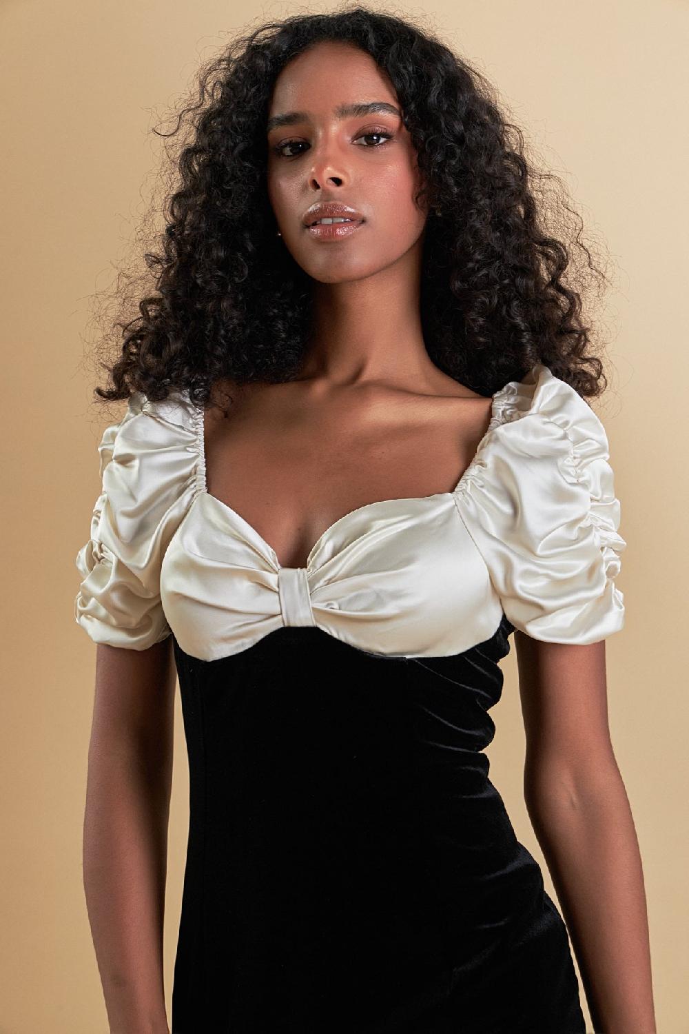 endless rose White Combo Mini Dress BLACK