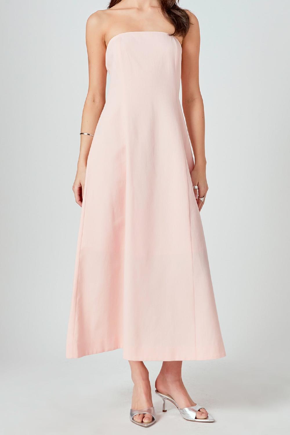 Endless Rose Whitney Linen Strapless Dress PINK
