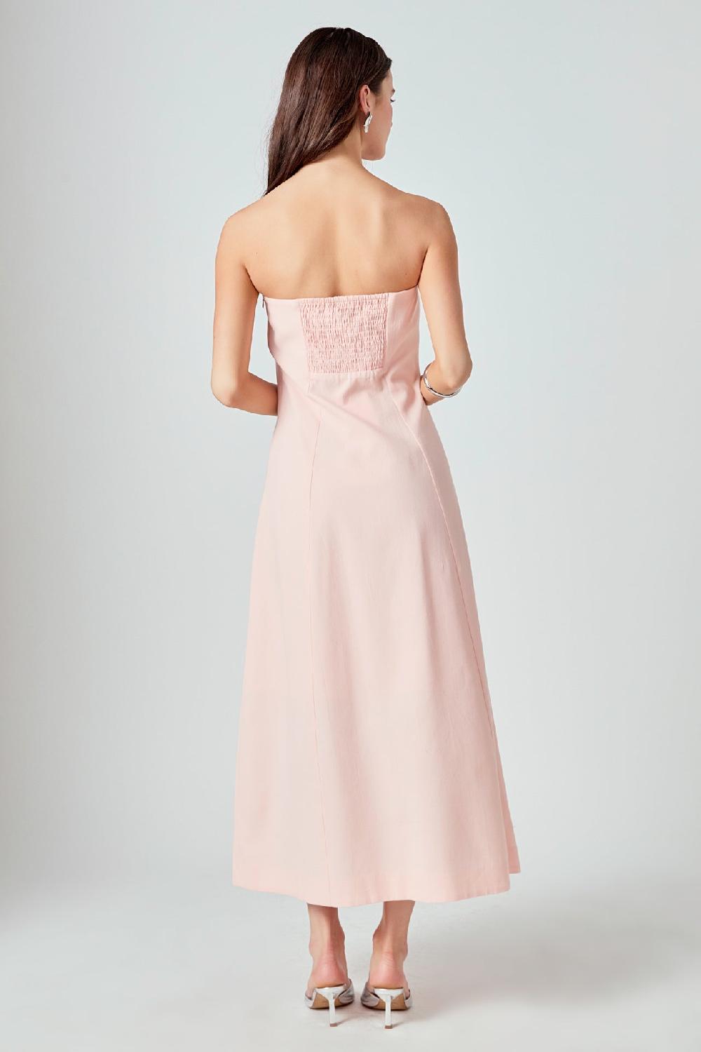 Endless Rose Whitney Linen Strapless Dress PINK