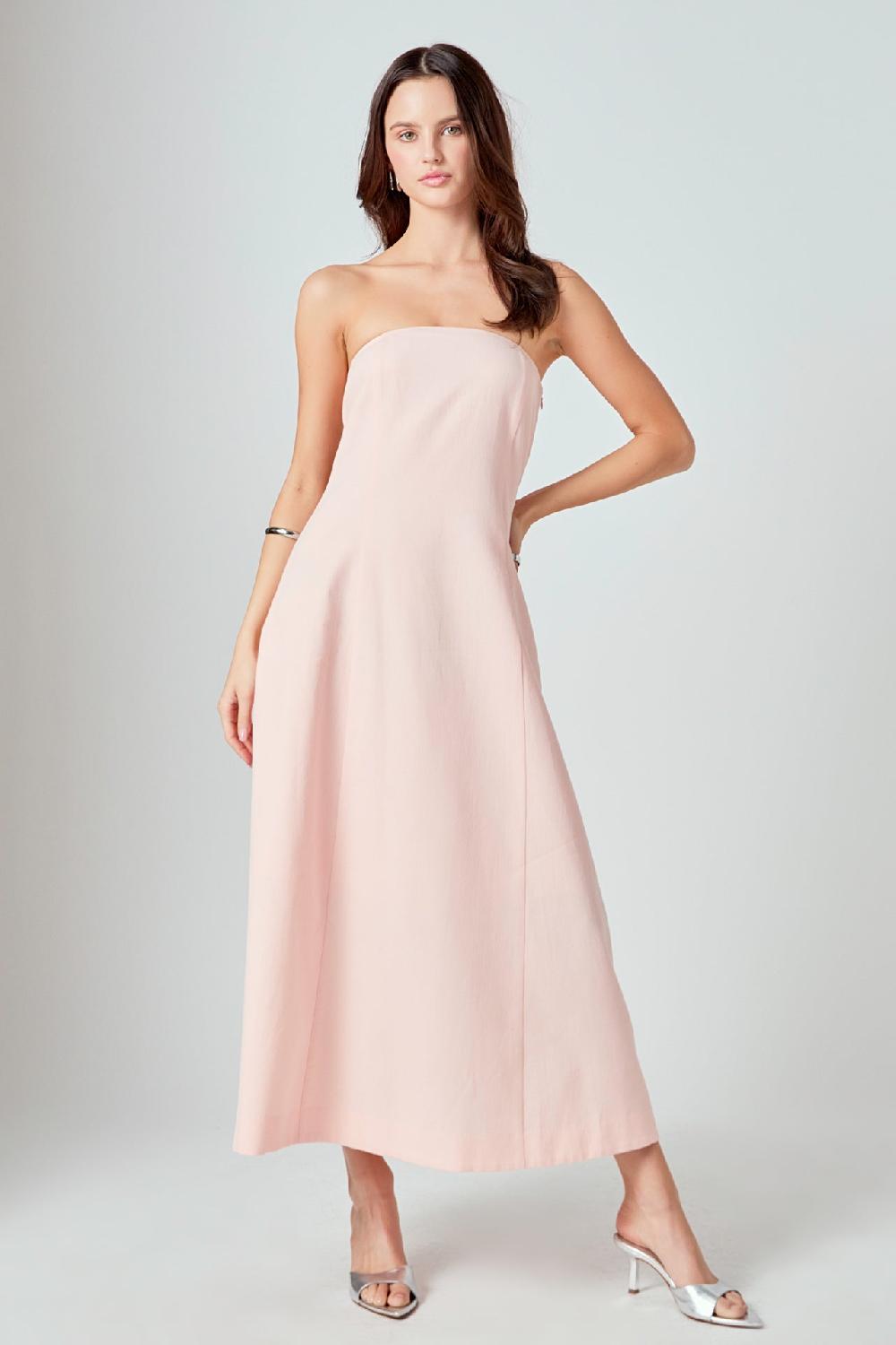endless rose Whitney Linen Strapless Dress PINK
