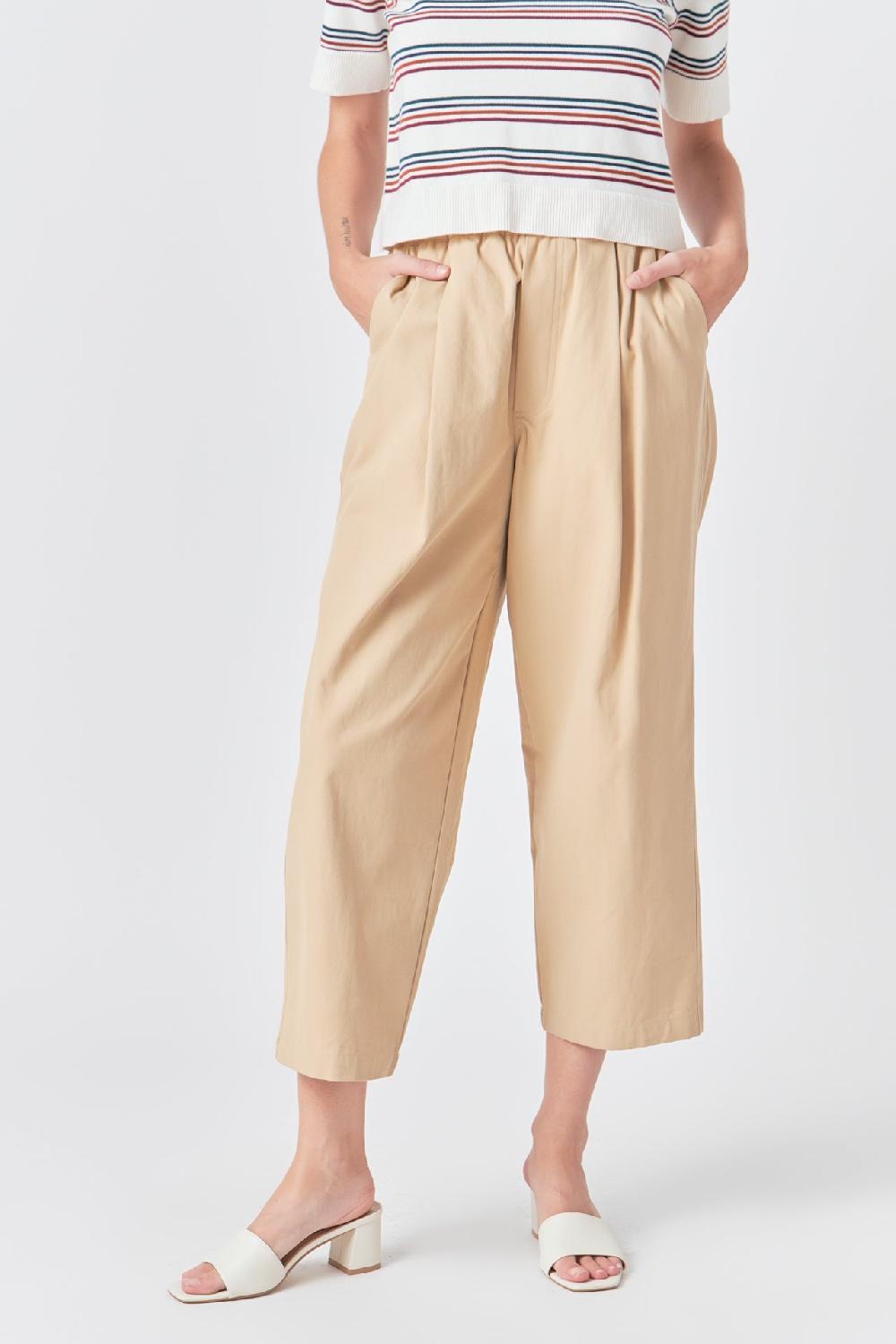 Endless Rose Wide Fit Cropped Pants TAN