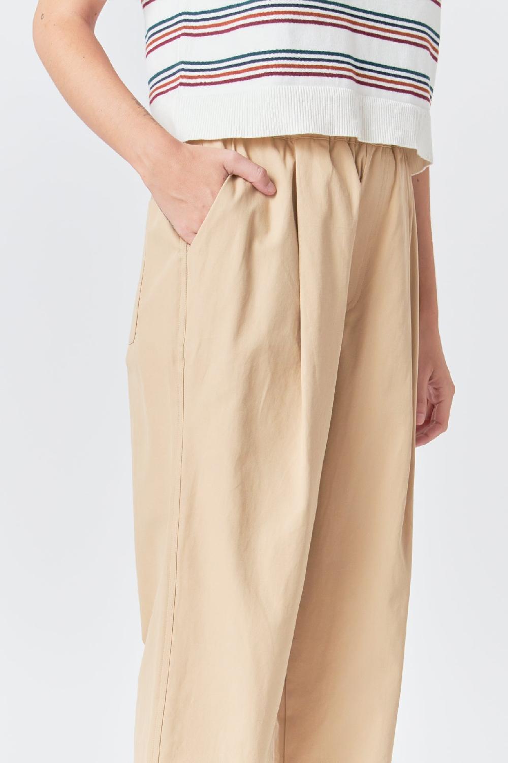 Endless Rose Wide Fit Cropped Pants TAN