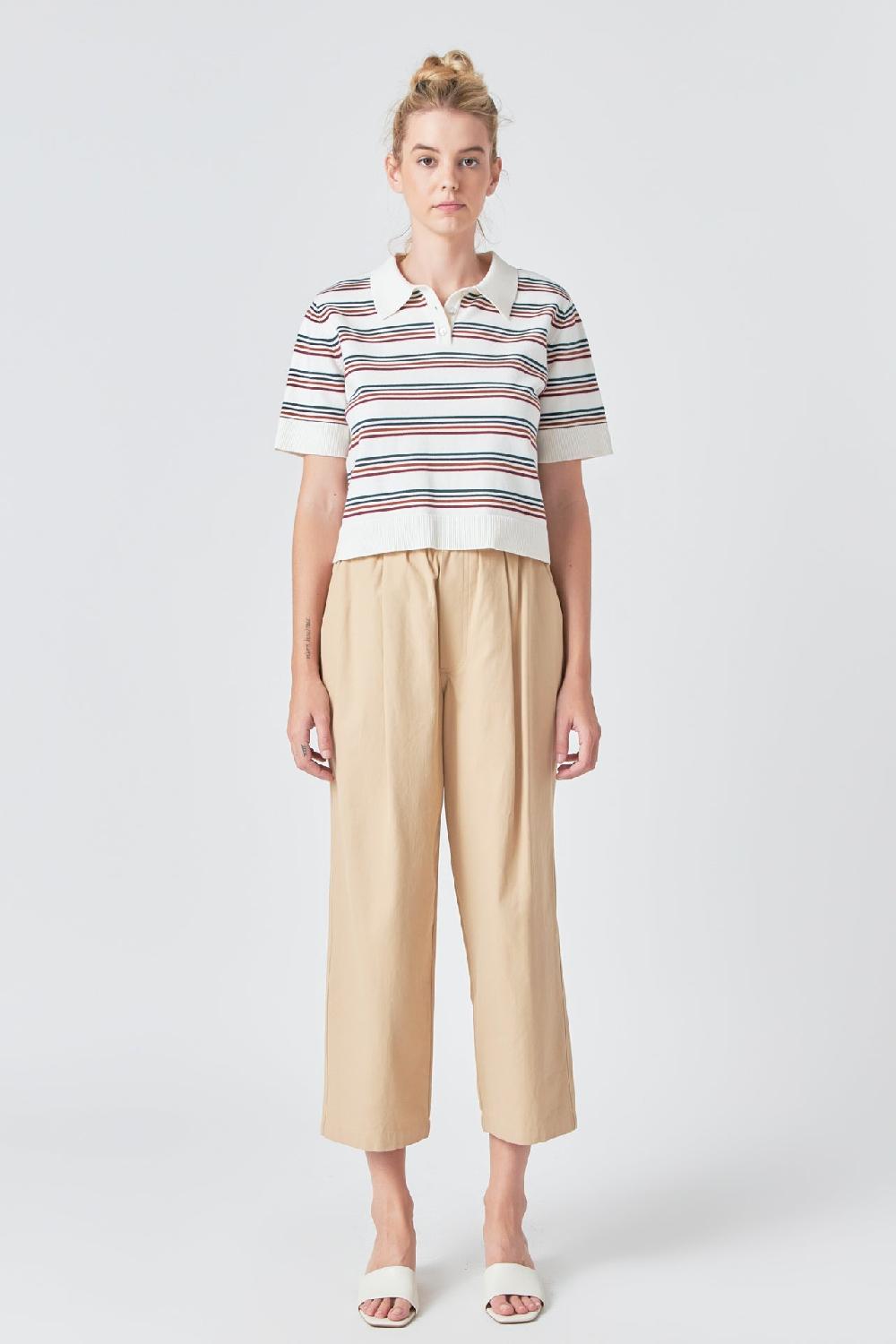 endless rose Wide Fit Cropped Pants TAN