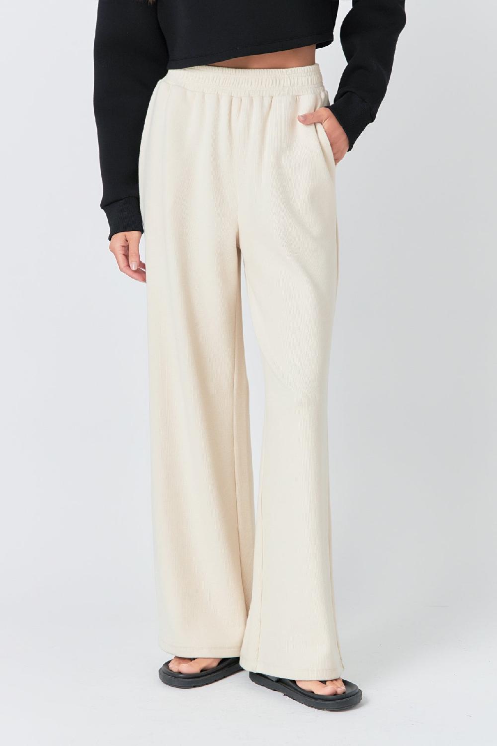 Endless Rose Wide Knit Pants BEIGE