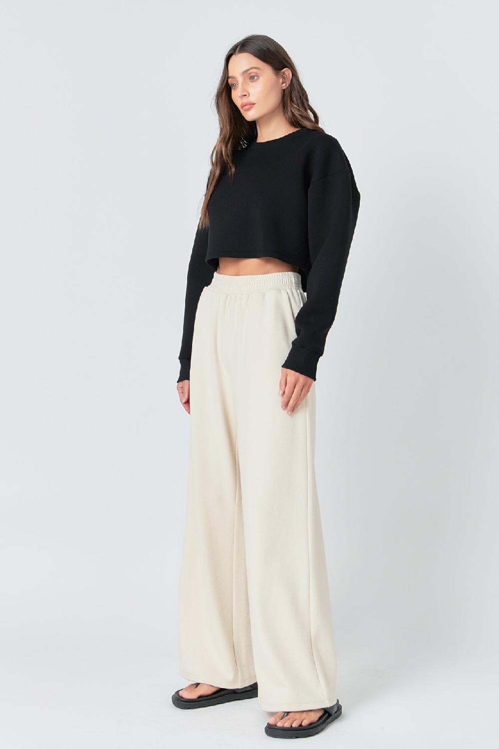 Endless Rose Wide Knit Pants BEIGE