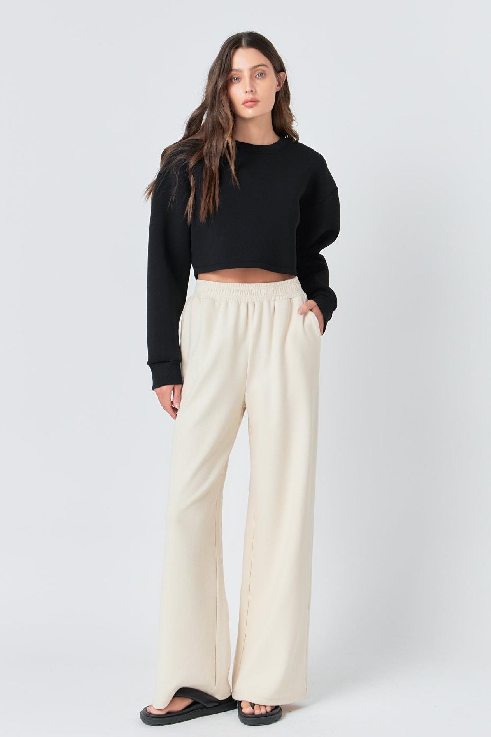 endless rose Wide Knit Pants BEIGE