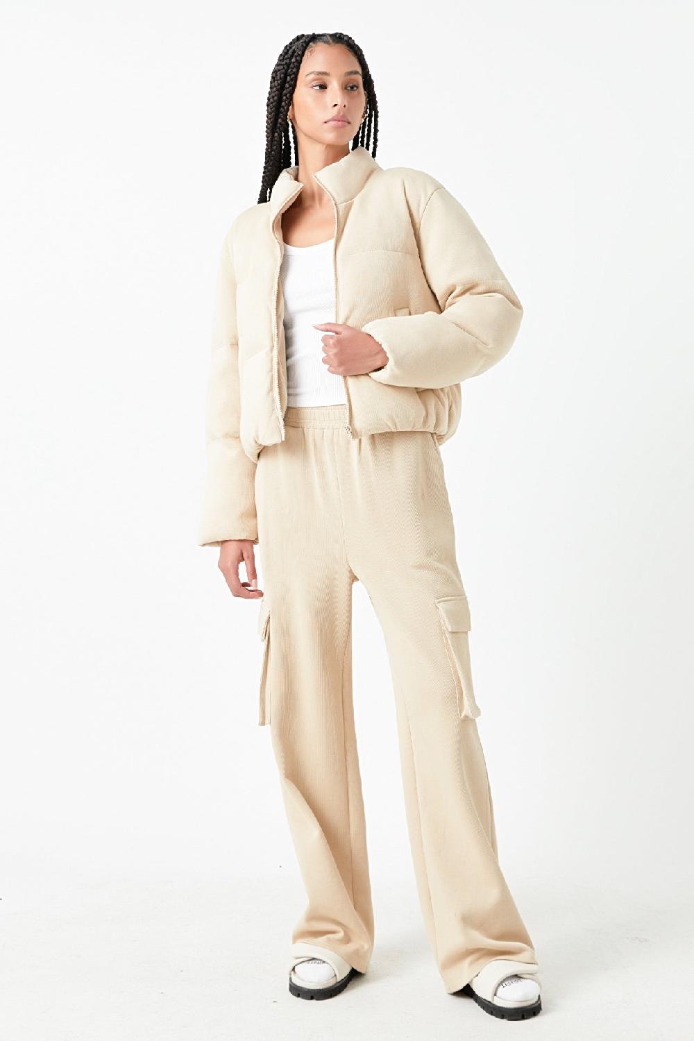 endless rose Wide Knit Pants with Pockets GREY