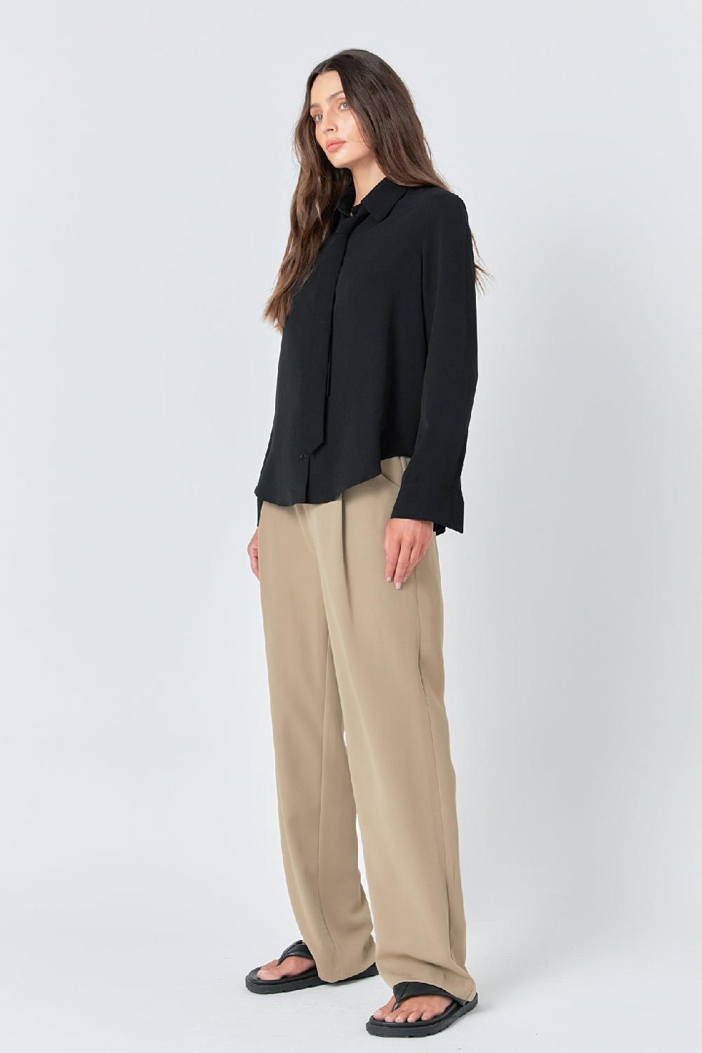 Endless Rose Wide Leg High Waisted Trouser KHAKI