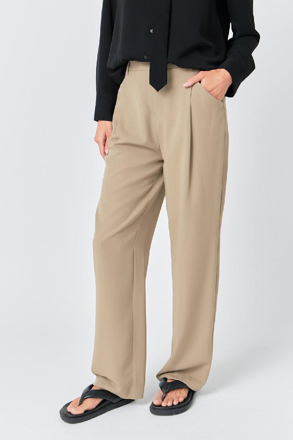 Endless Rose Wide Leg High Waisted Trouser KHAKI