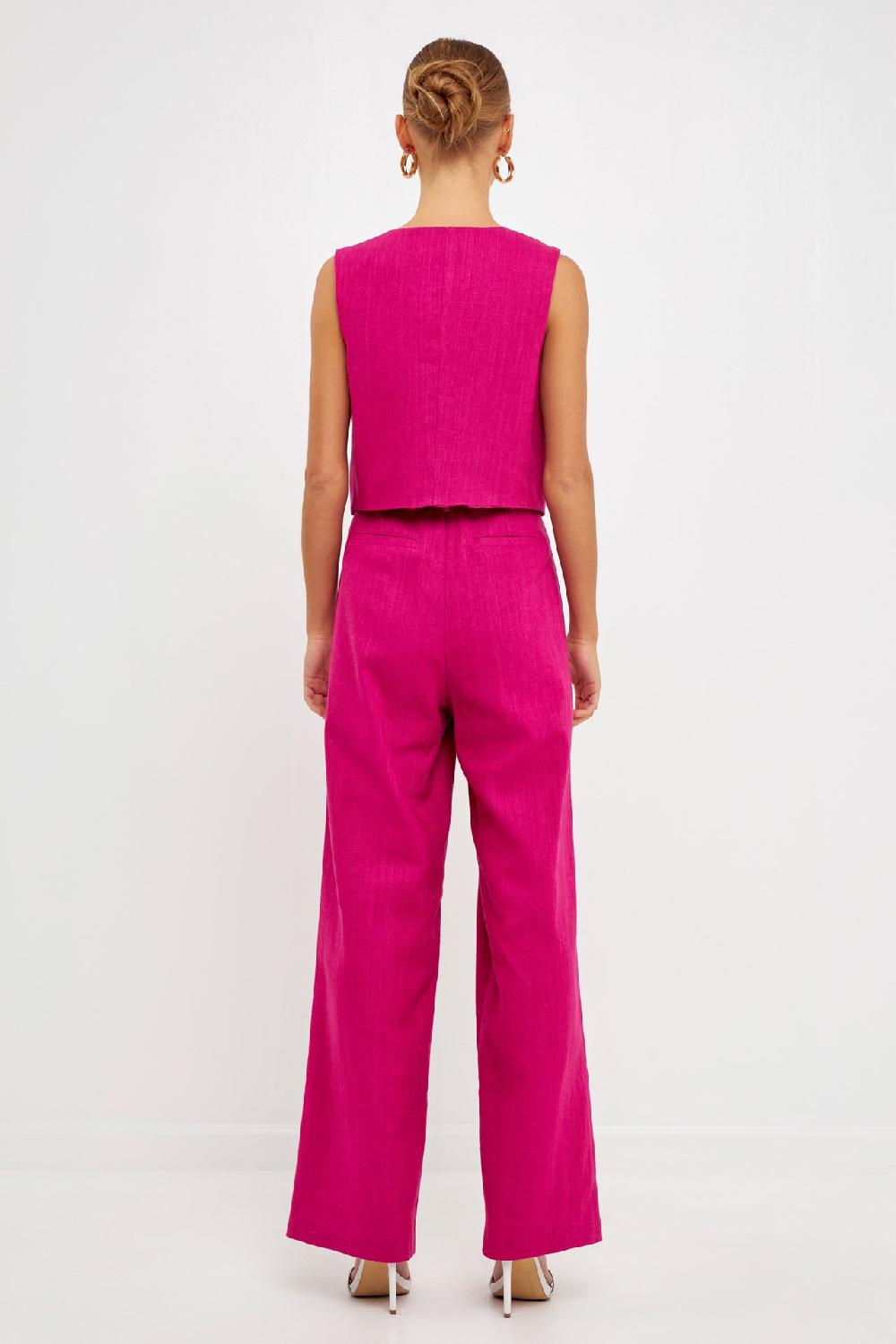 Endless Rose Wide Leg Linen Pants BERRY