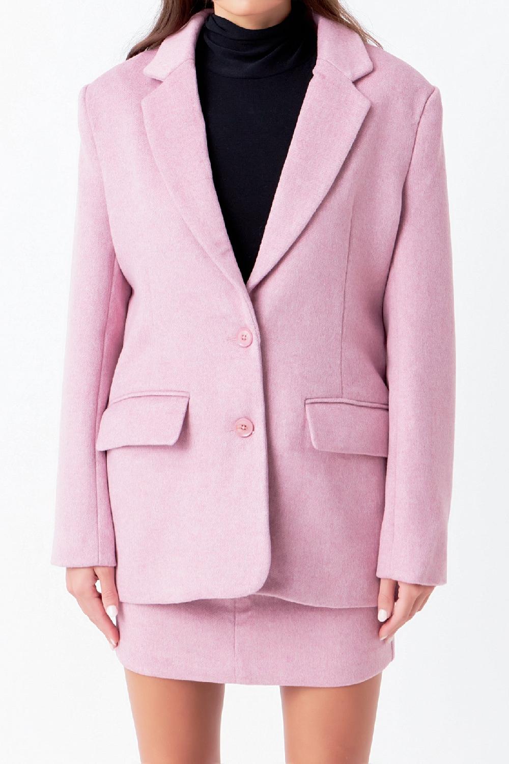 Endless Rose Wool Boxy Oversize Blazer PURPLE