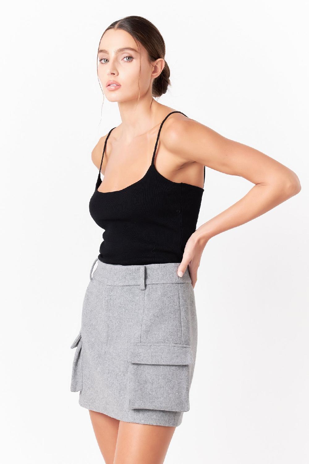 Endless Rose Wool Cargo Skirt GREY