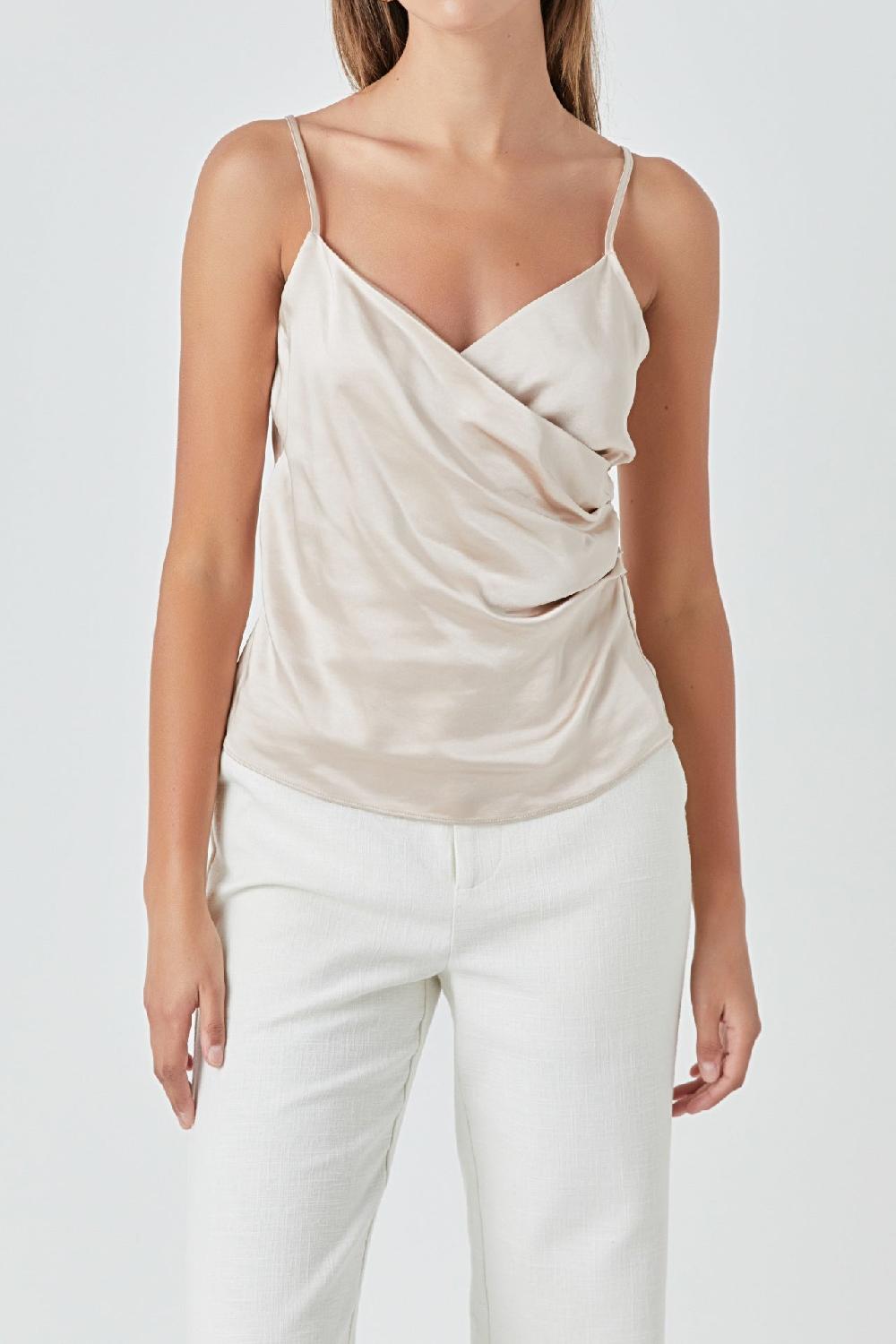 Endless Rose Wrap Over Satin Camisole BEIGE