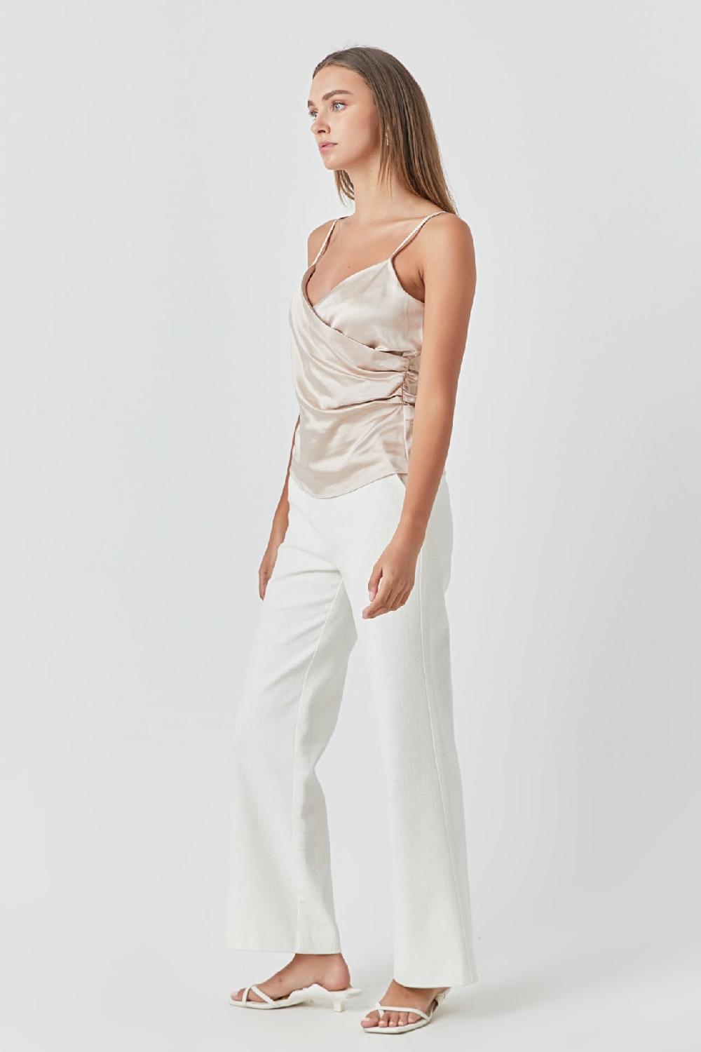 Endless Rose Wrap Over Satin Camisole BEIGE