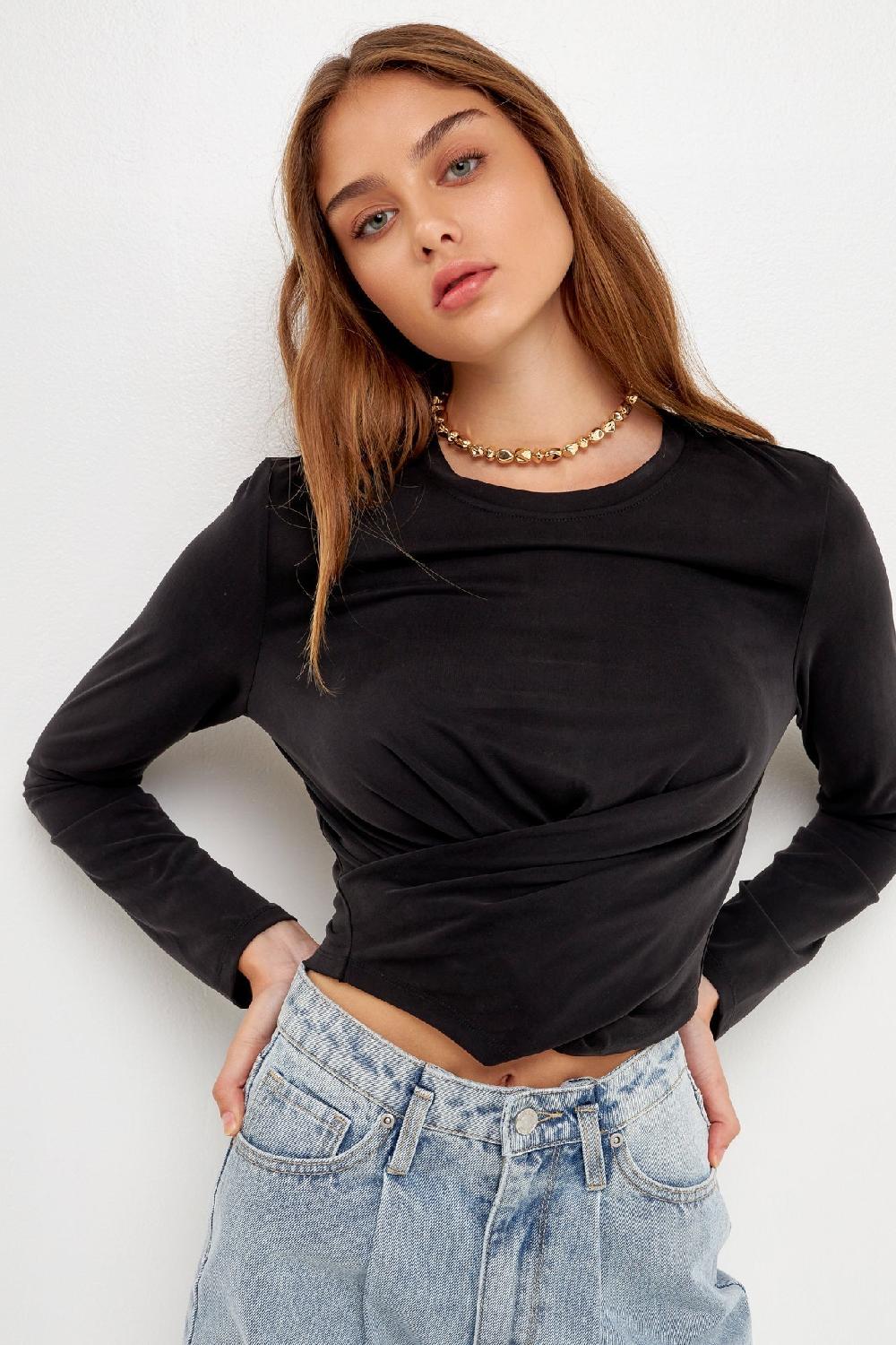 endless rose Wrap T-Shirts BLACK