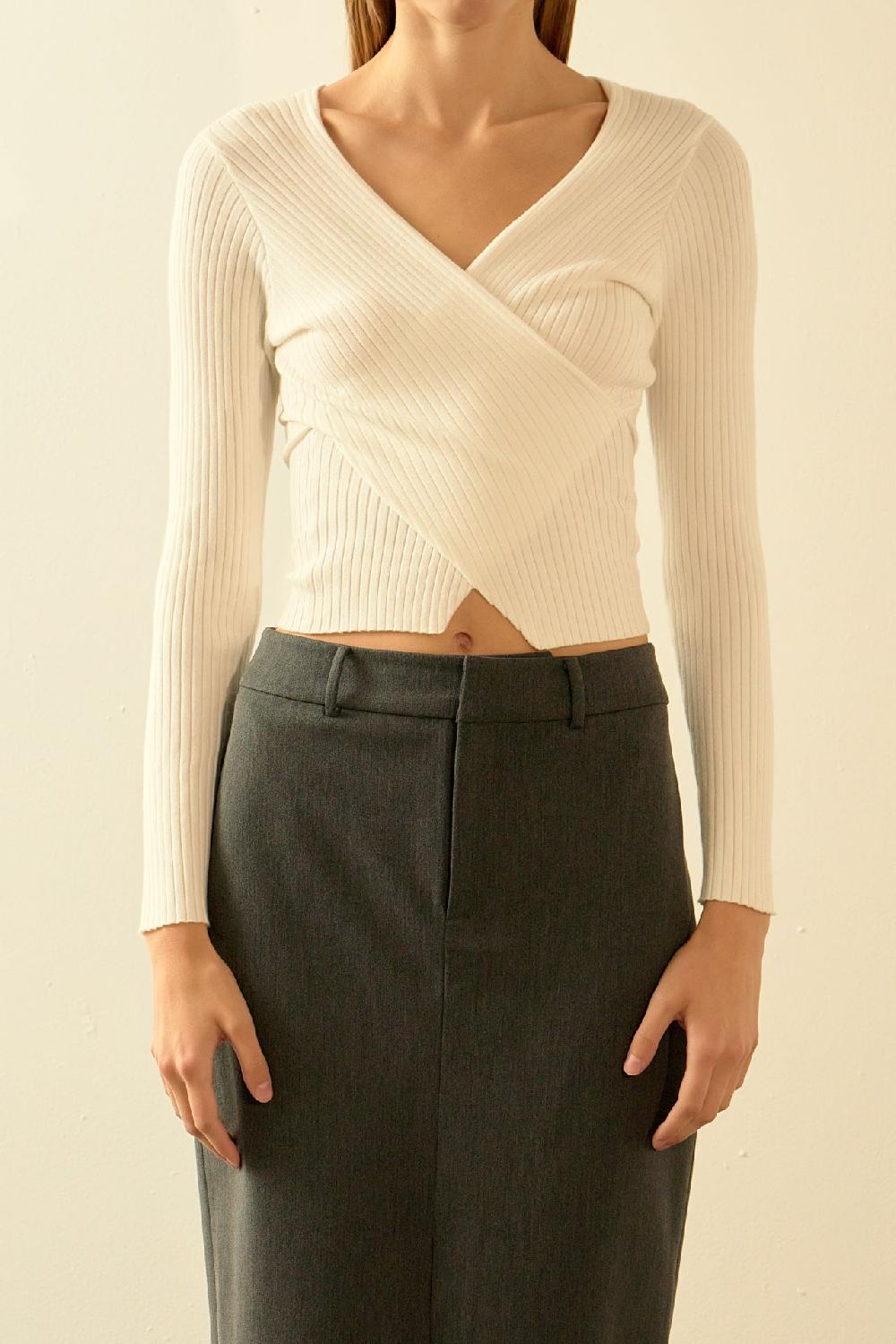 Endless Rose Wrapped Detail Sweater WHITE