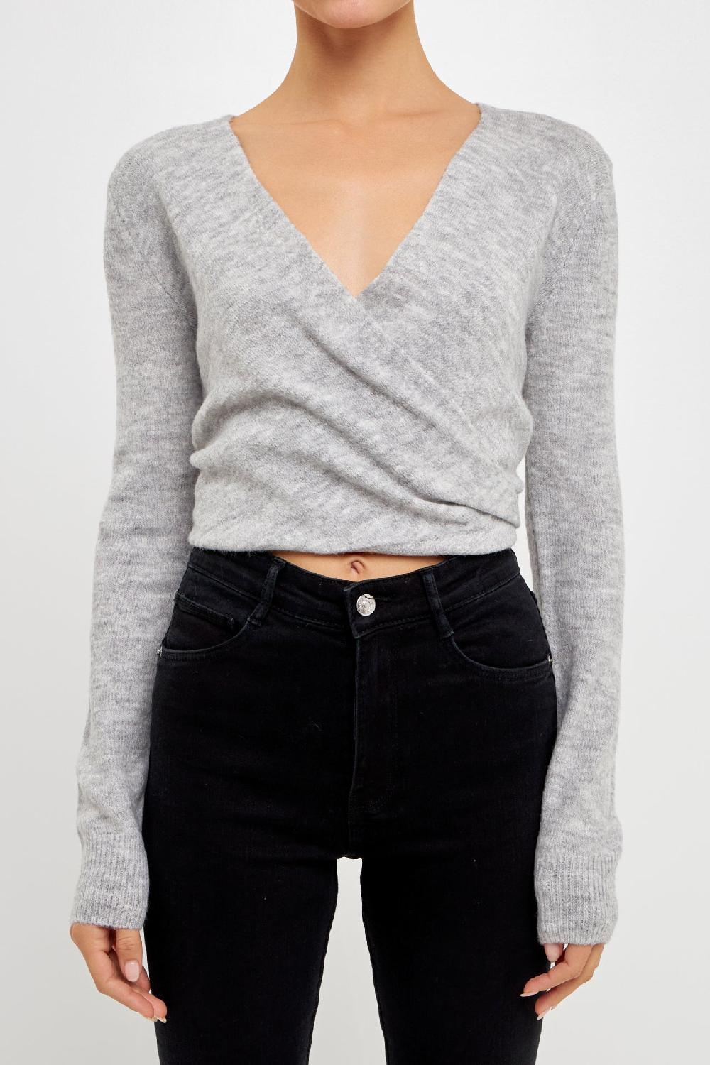 Endless Rose Wrapped Knit Top WHITE