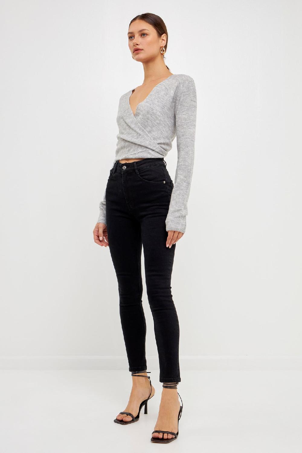 Endless Rose Wrapped Knit Top WHITE