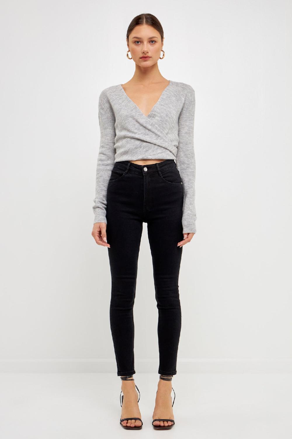 endless rose Wrapped Knit Top WHITE