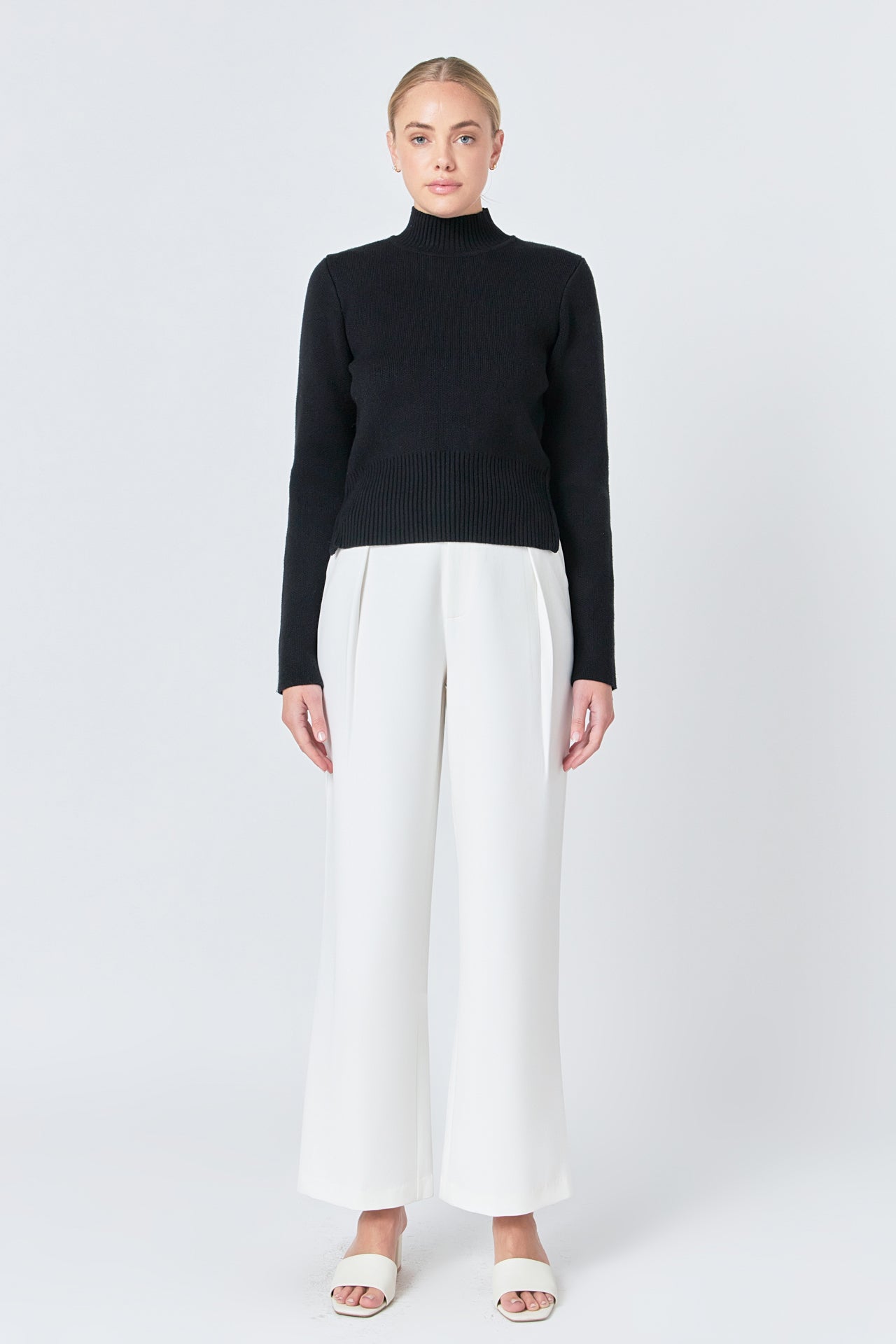 endless rose Zip Down Sweater BLACK