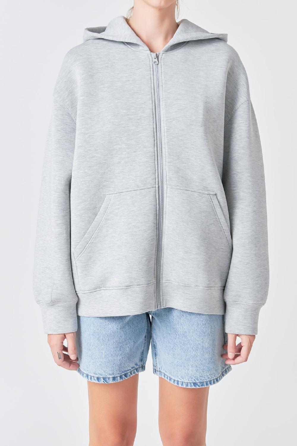 Endless Rose Zip Up Hoodie GREY
