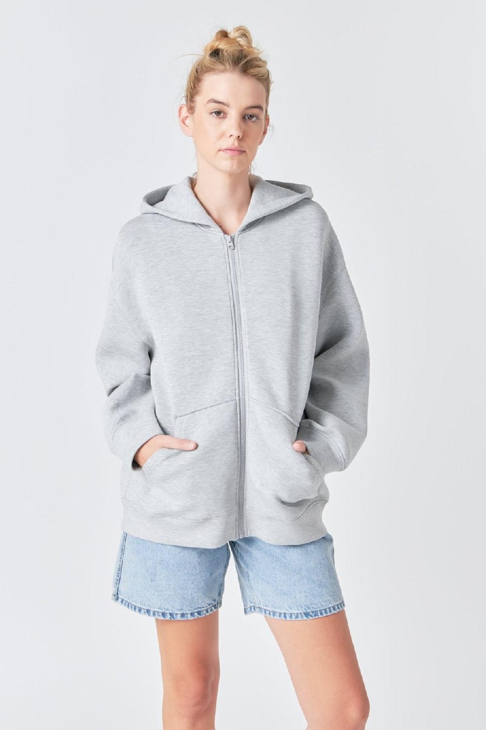 Endless Rose Zip Up Hoodie GREY