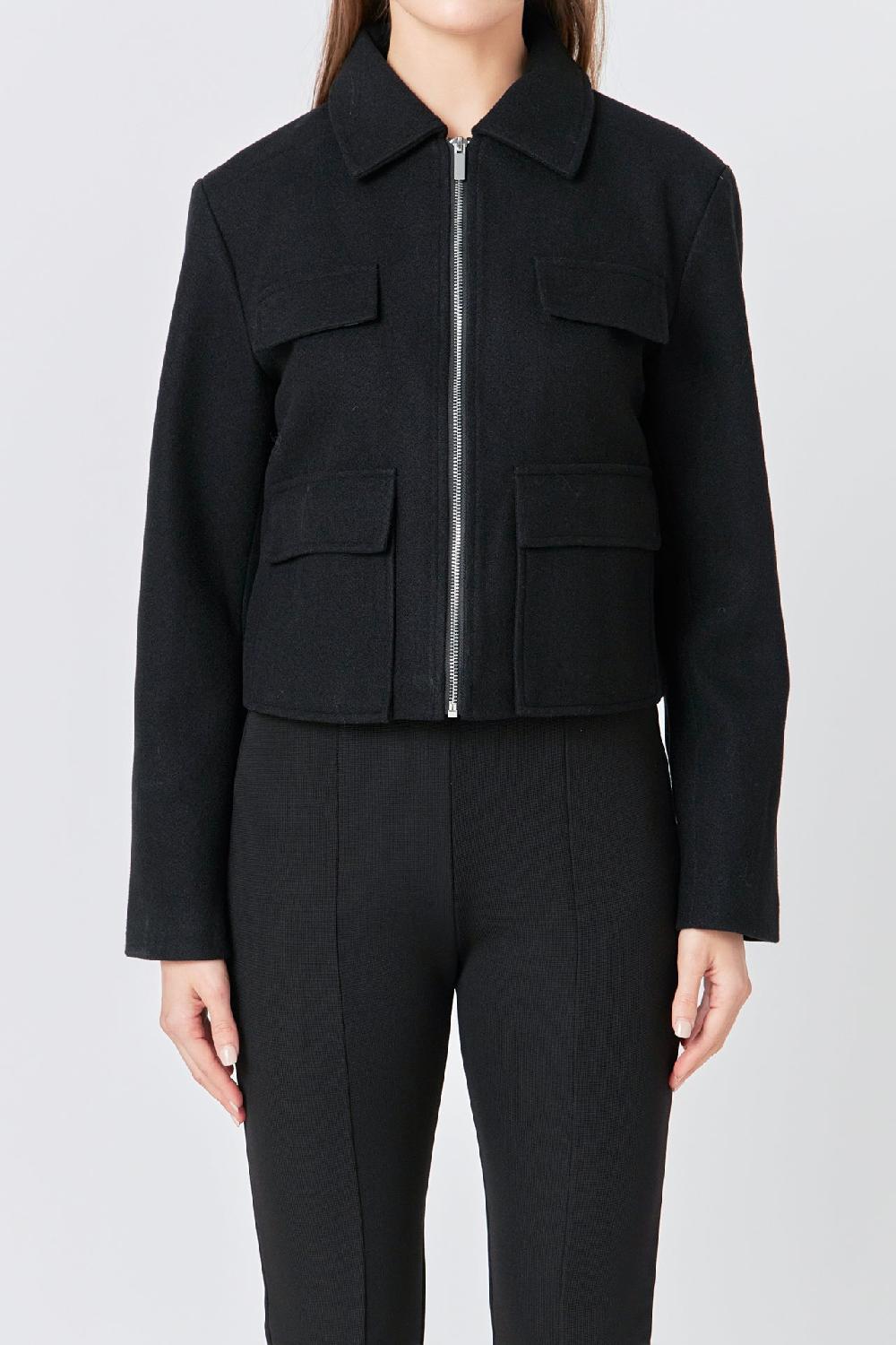 Endless Rose Zip Up Jacket BLACK