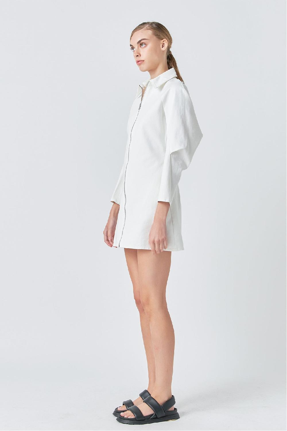 Endless Rose Zip Up Mini Dress WHITE
