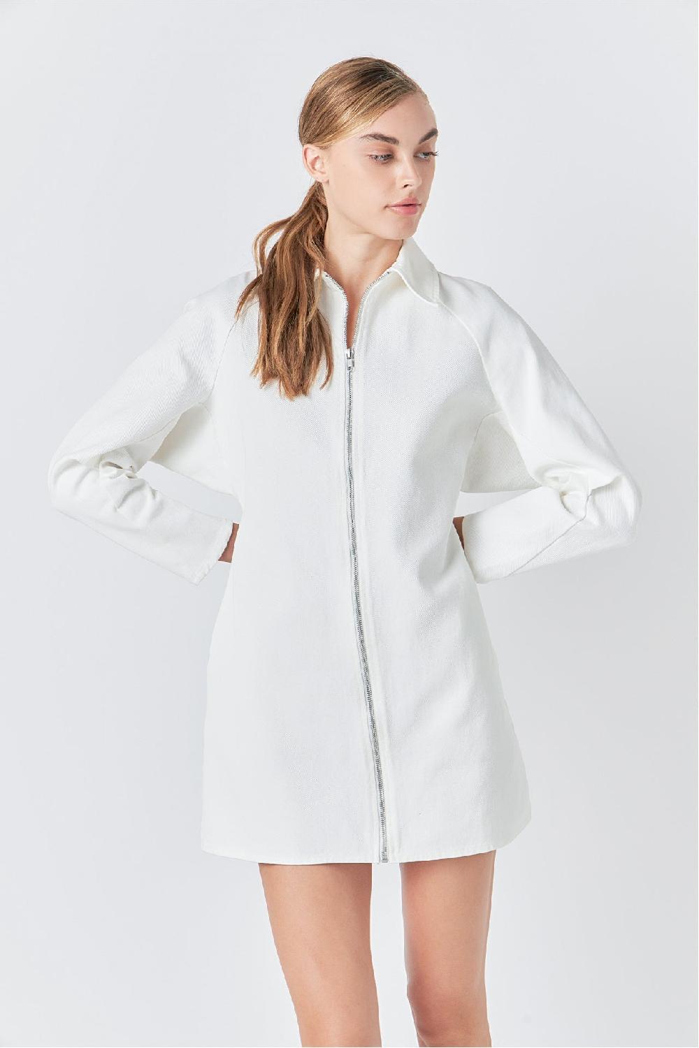 Endless Rose Zip Up Mini Dress WHITE