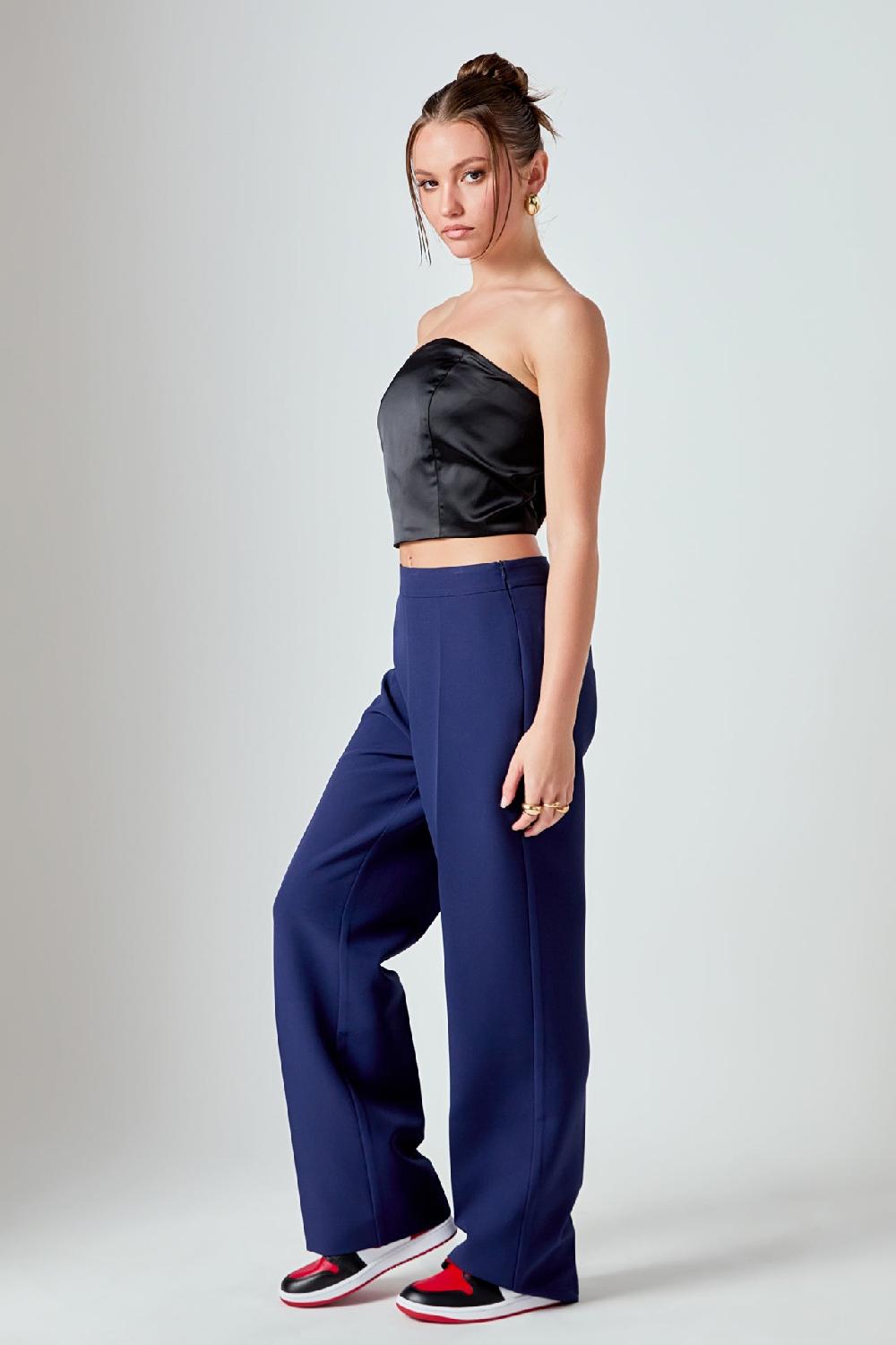 Endless Rose Zip Up Suit Trousers NAVY