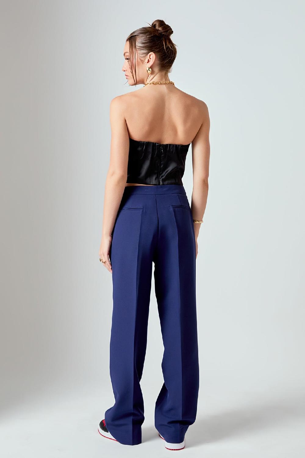 Endless Rose Zip Up Suit Trousers NAVY