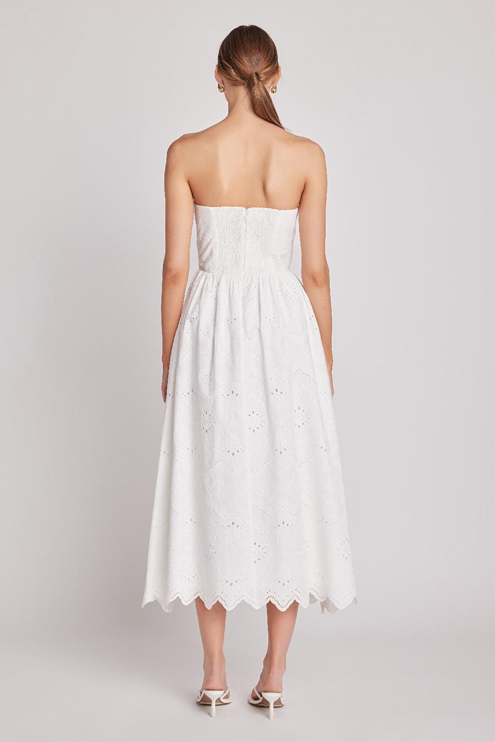 Endless Rose Evangeline Eyelet Strapless Maxi Dress WHITE