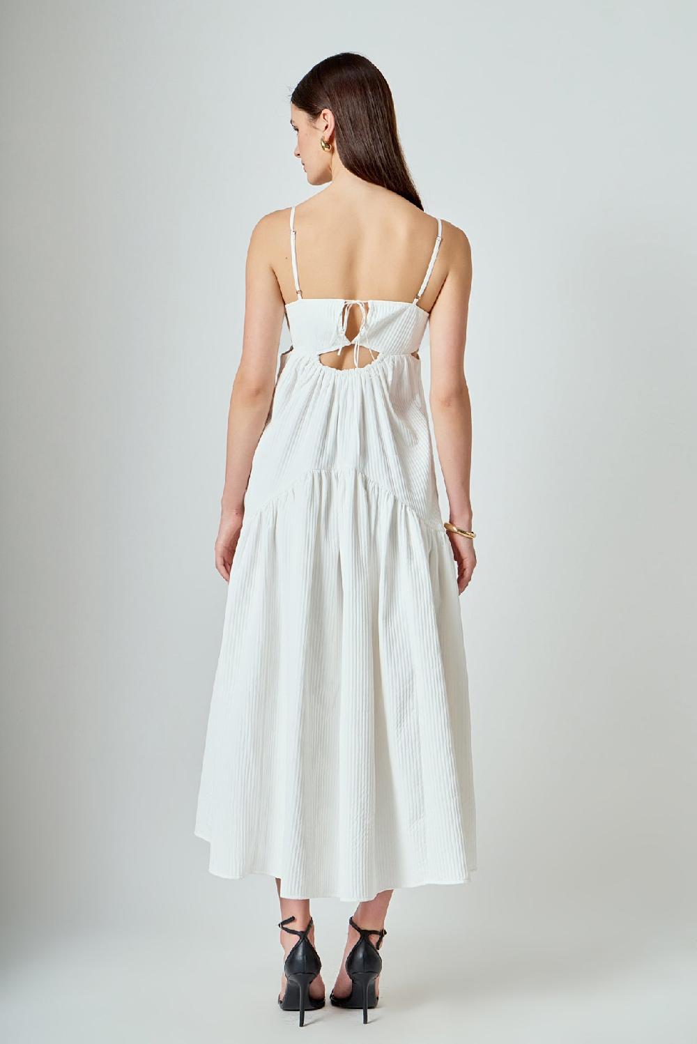 Endless Rose Evelyn Sleeveless Textured Cutout Maxi Dress WHITE