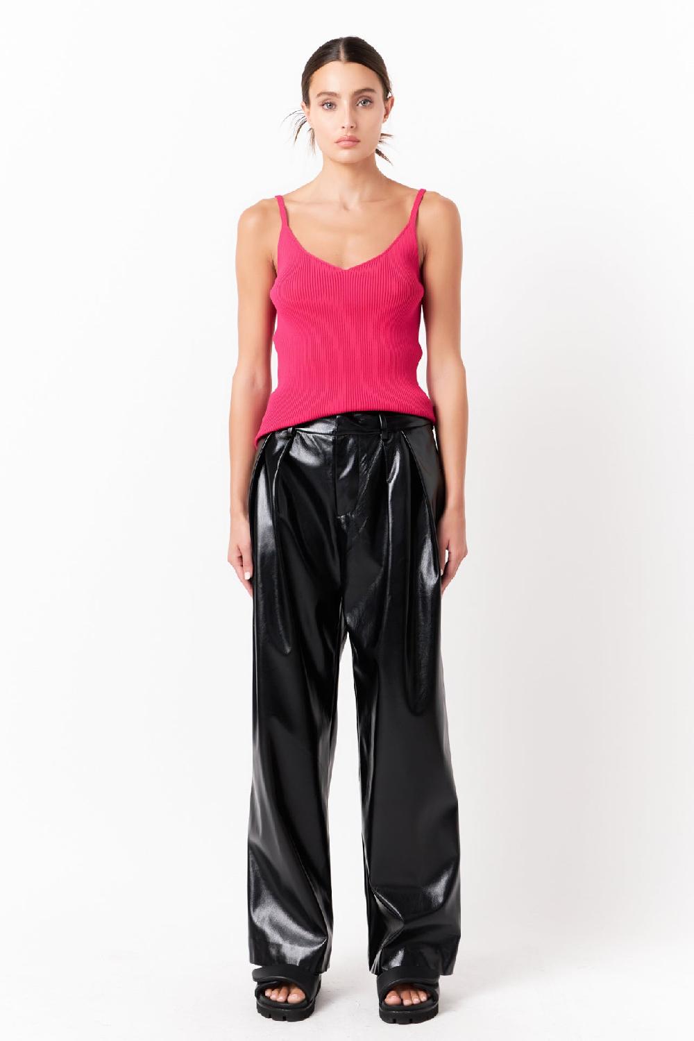 Endless Rose Everday Elevated Strappy Knit Top BLACK