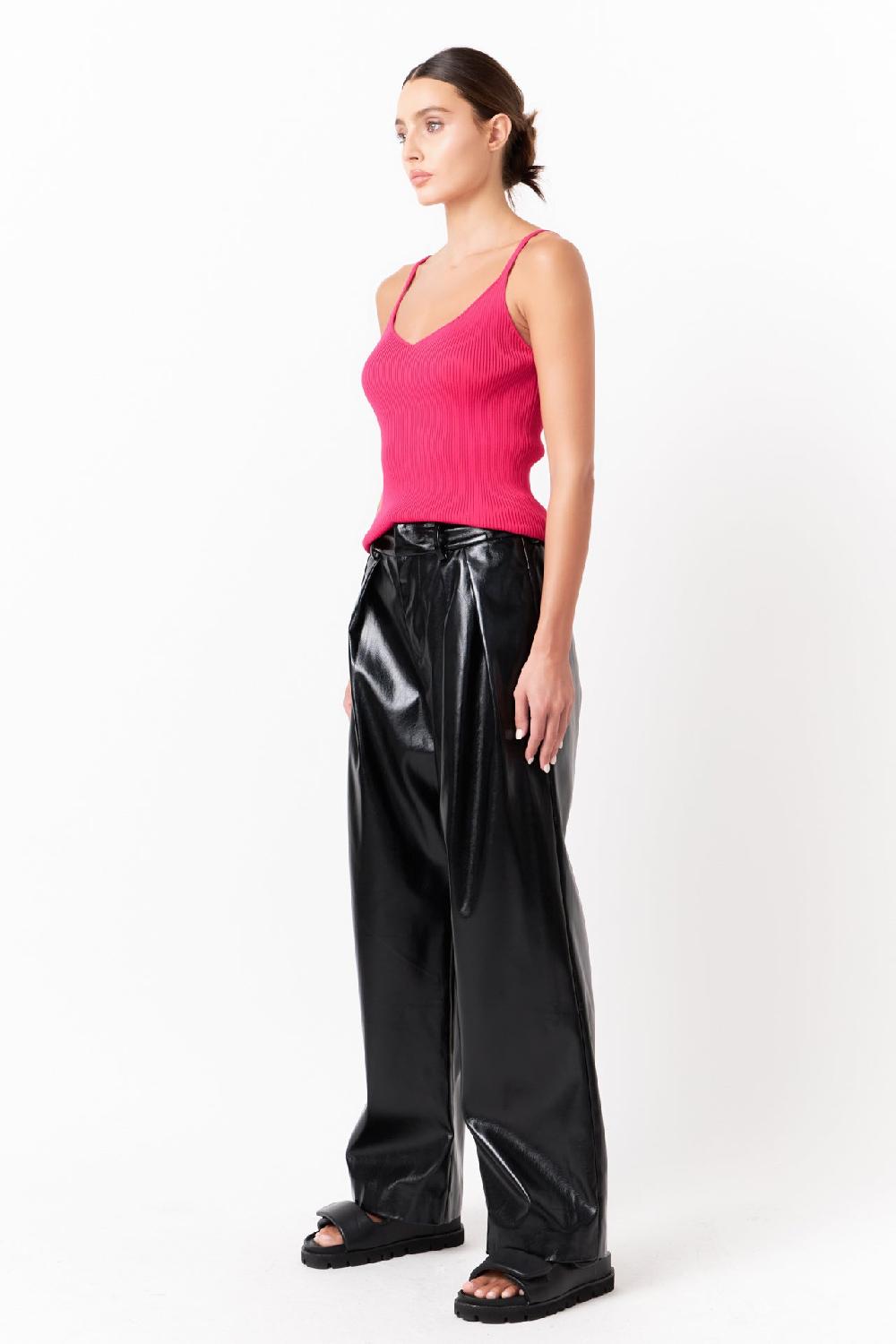 Endless Rose Everday Elevated Strappy Knit Top BLACK