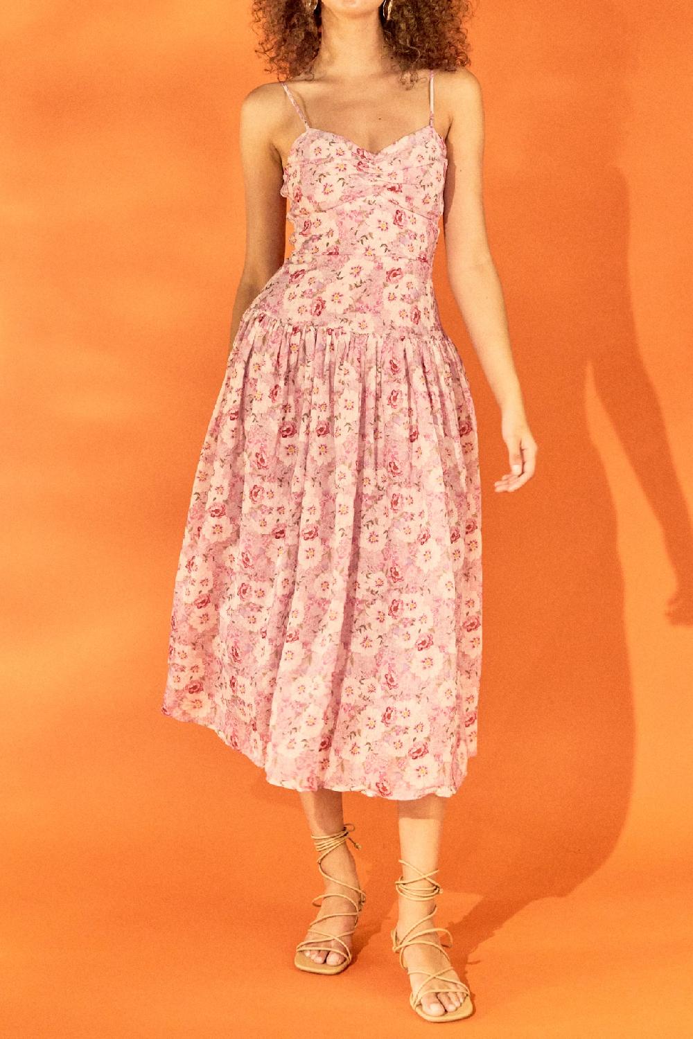 Endless Rose Floral Drop Waist Maxi Dress PINK MULTI