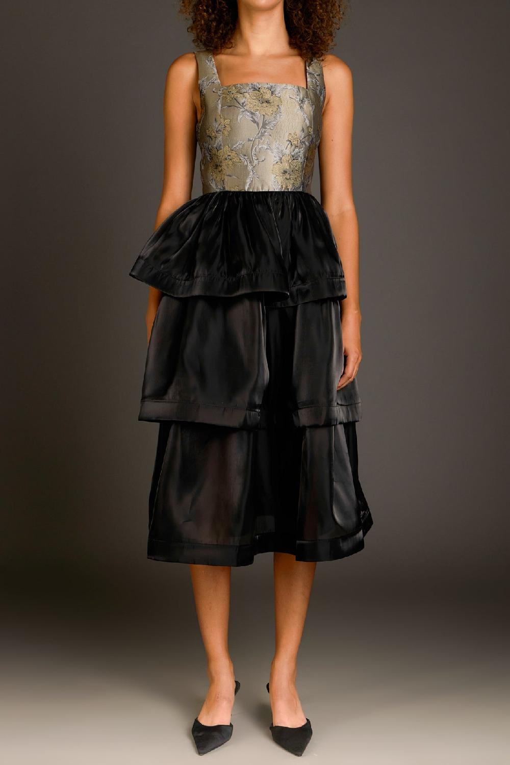 Endless Rose Floral Jacquard Midi Dress TAUPE MULTI