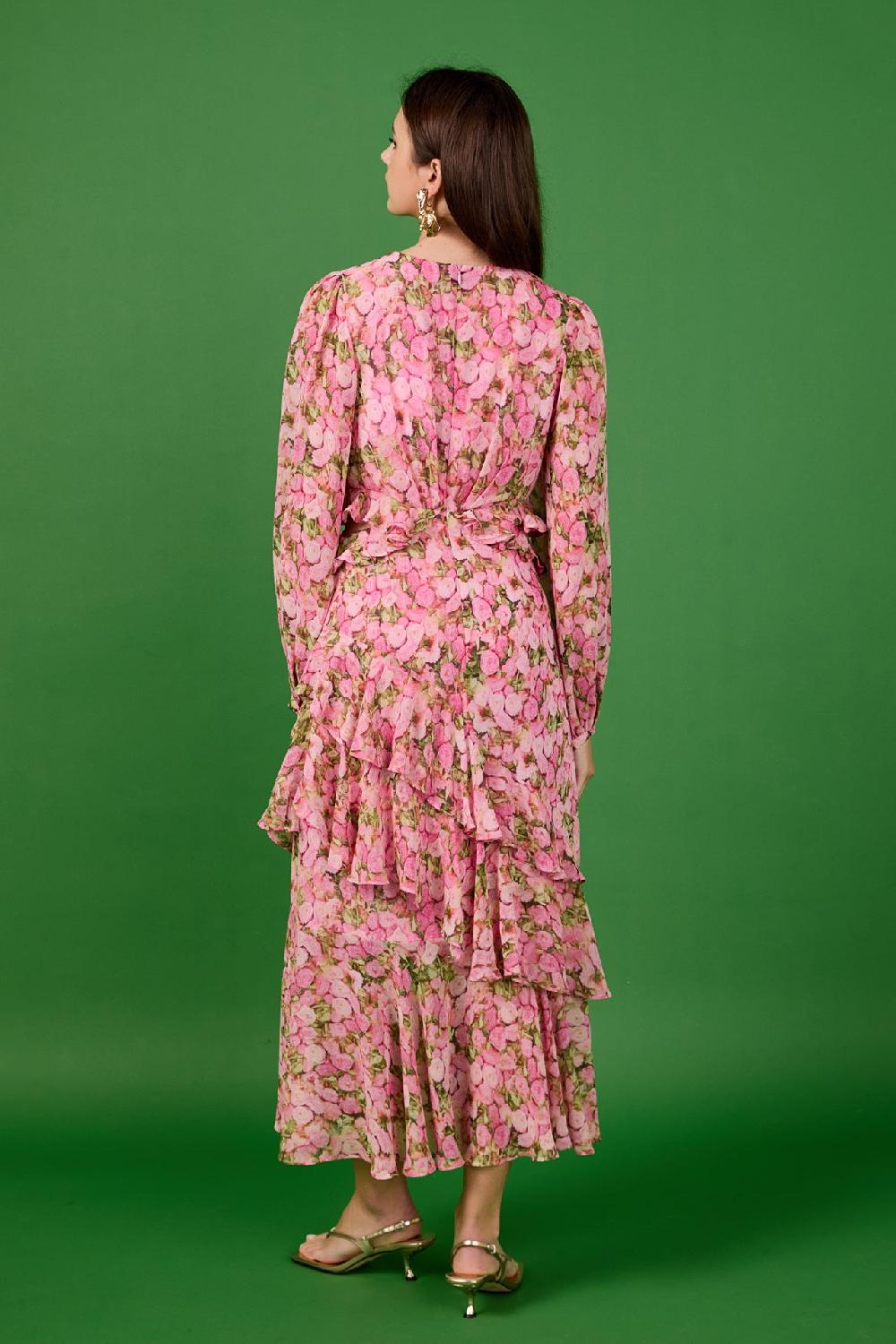 Endless Rose Floral Print Off Waist Dress PINK MULTI